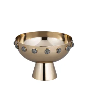10" Adalyn Pyrite Stone And Steel Bowl