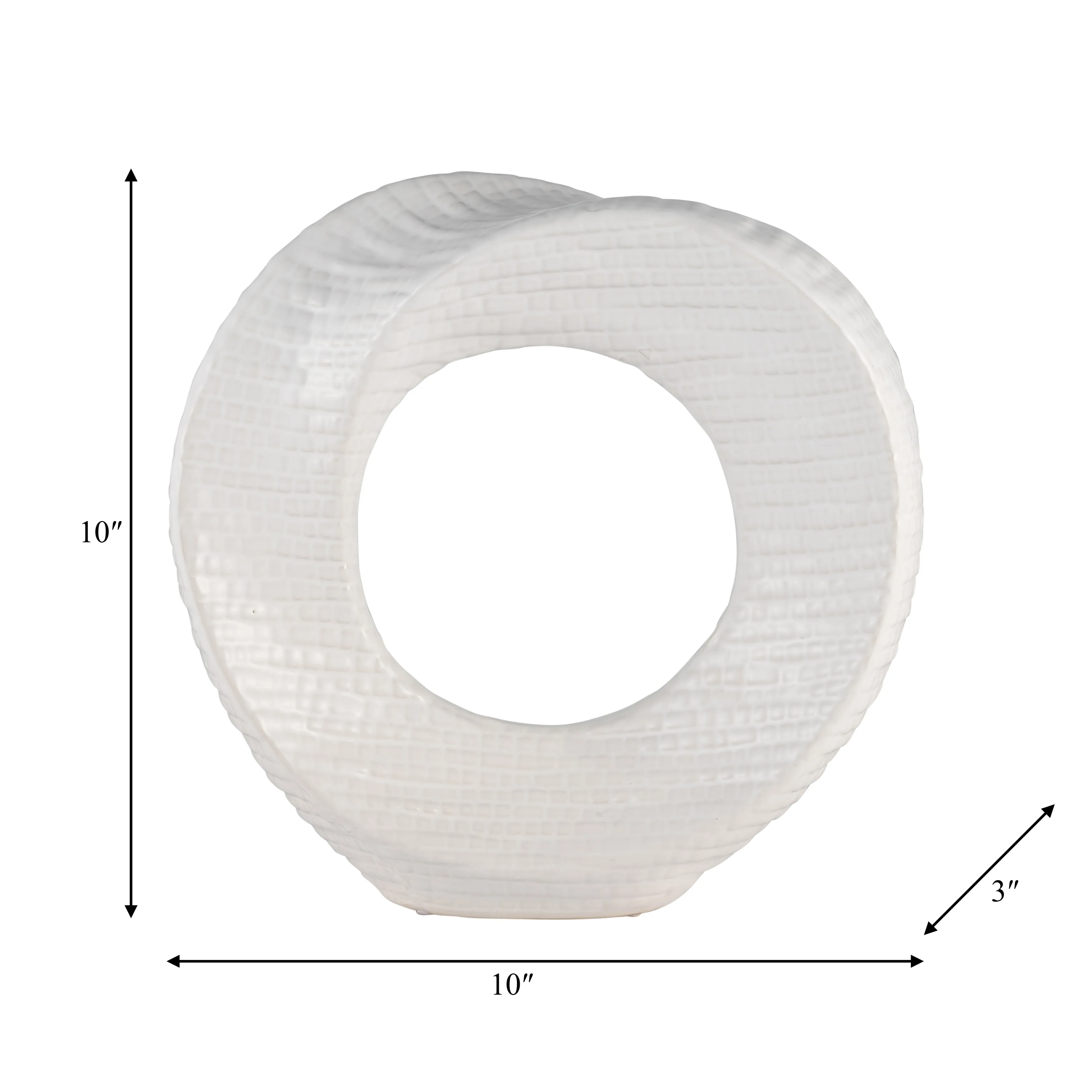10" TEXTURED TABLE TOP DECO, WHITE
