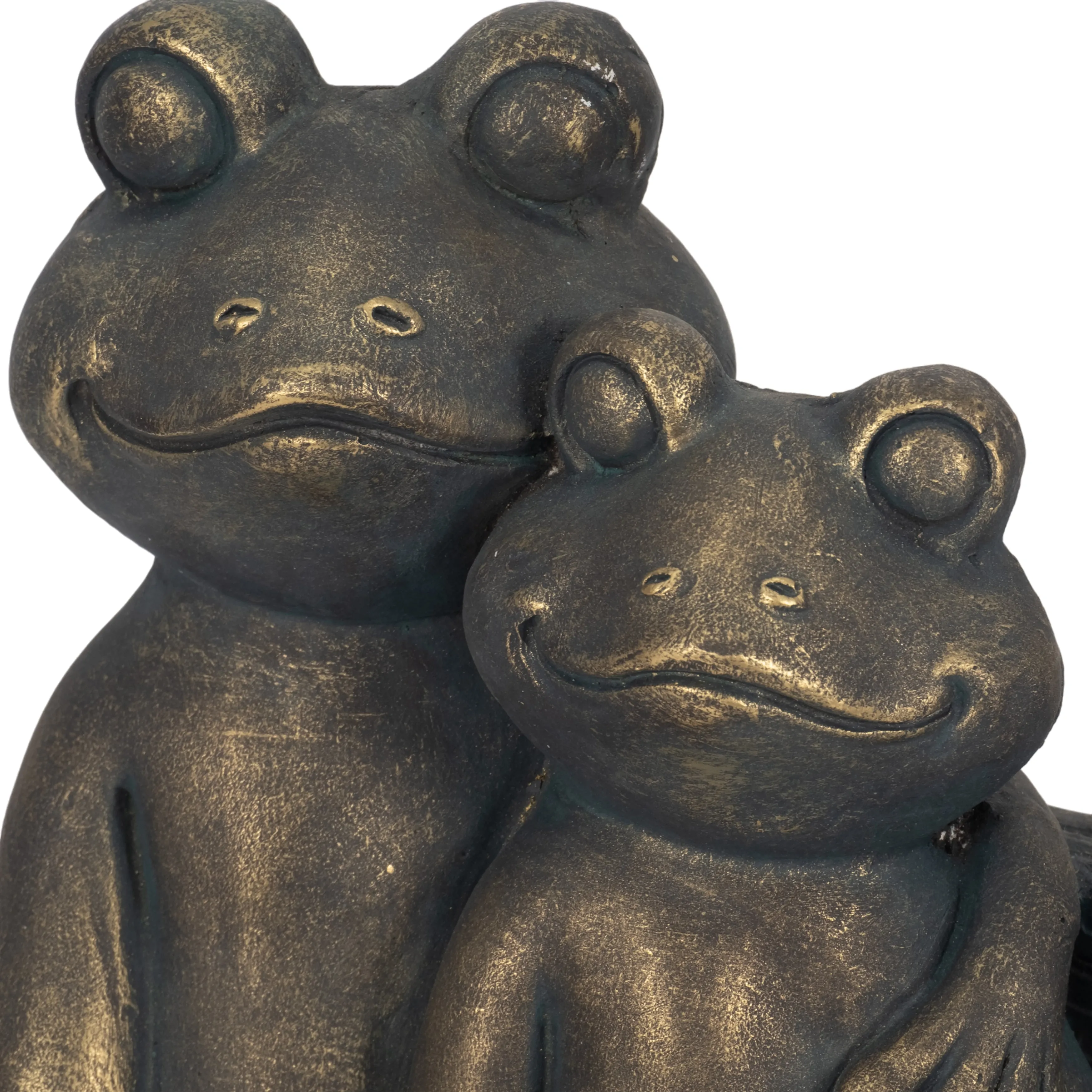 12" Cuddling Frogs On Bench, Bronze