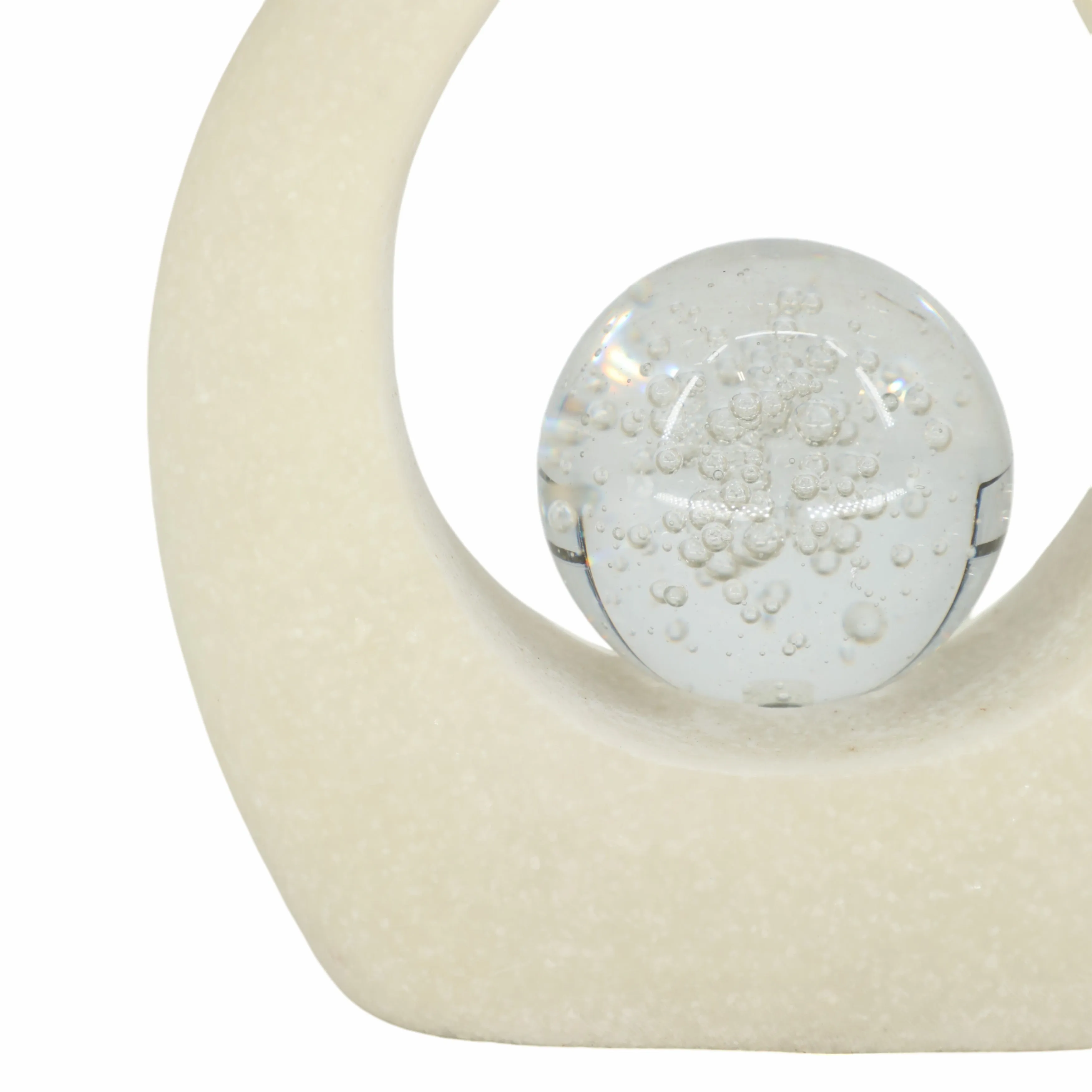 12" Laxmi White Quartz Resin Statuary With Crystal