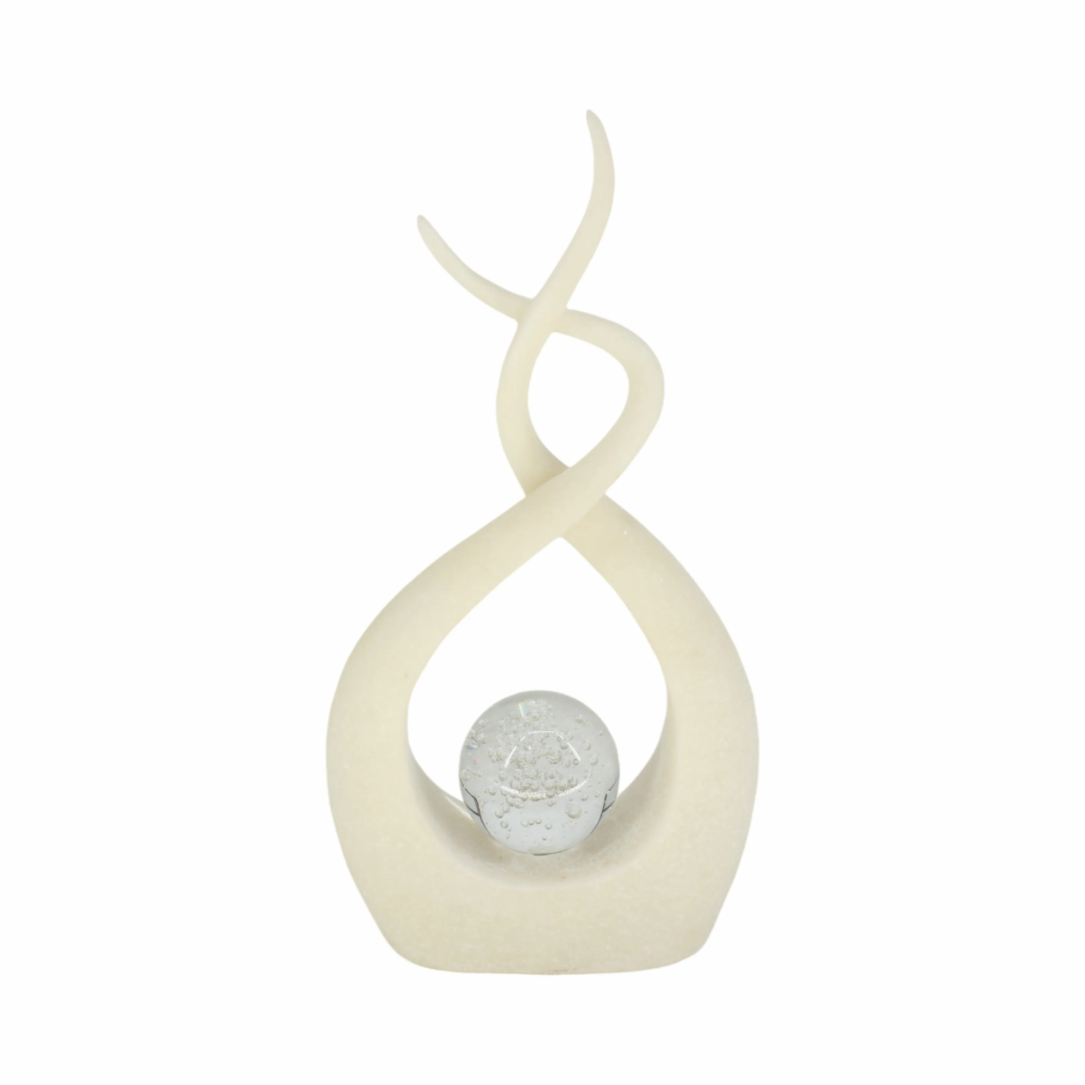 12" Laxmi White Quartz Resin Statuary With Crystal