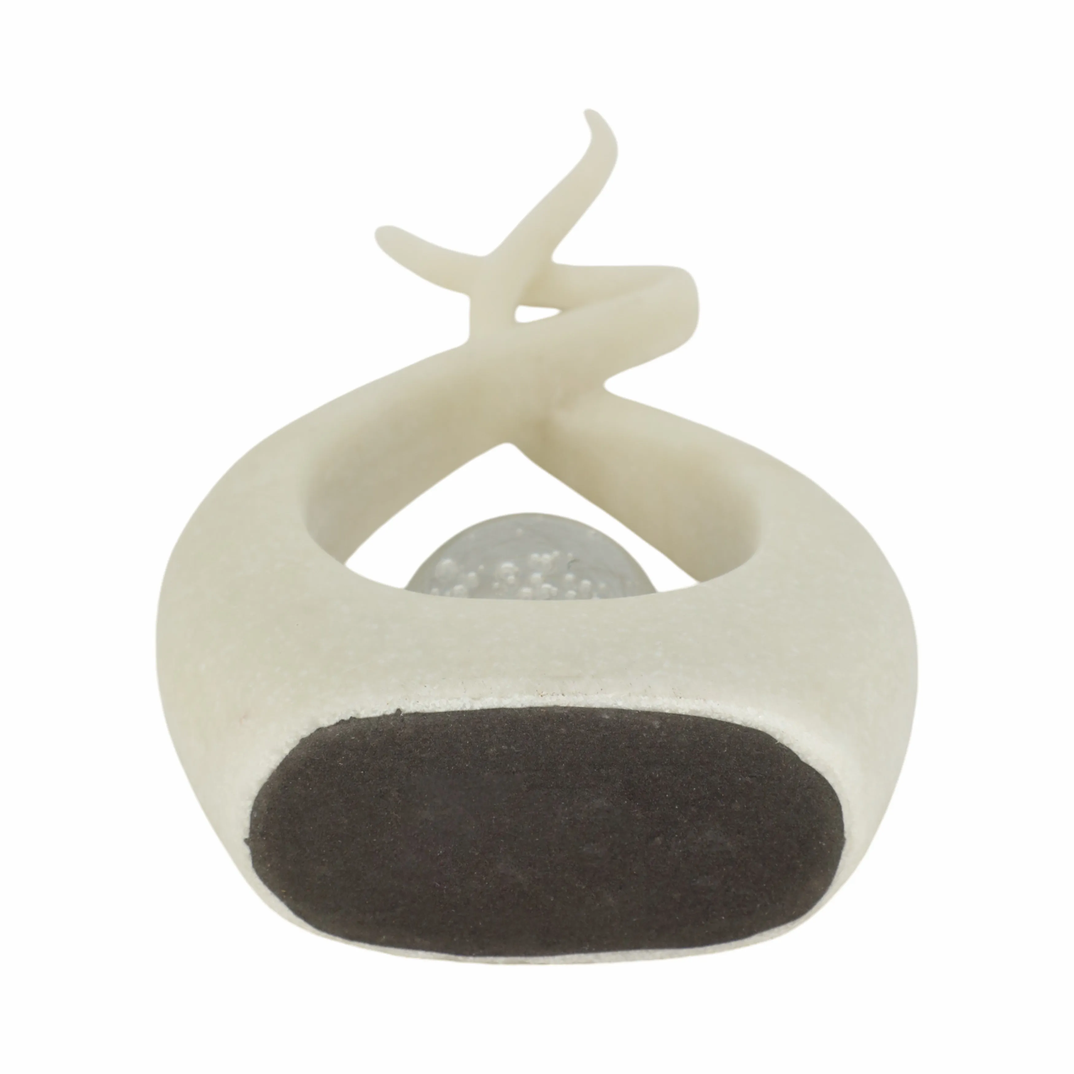 12" Laxmi White Quartz Resin Statuary With Crystal