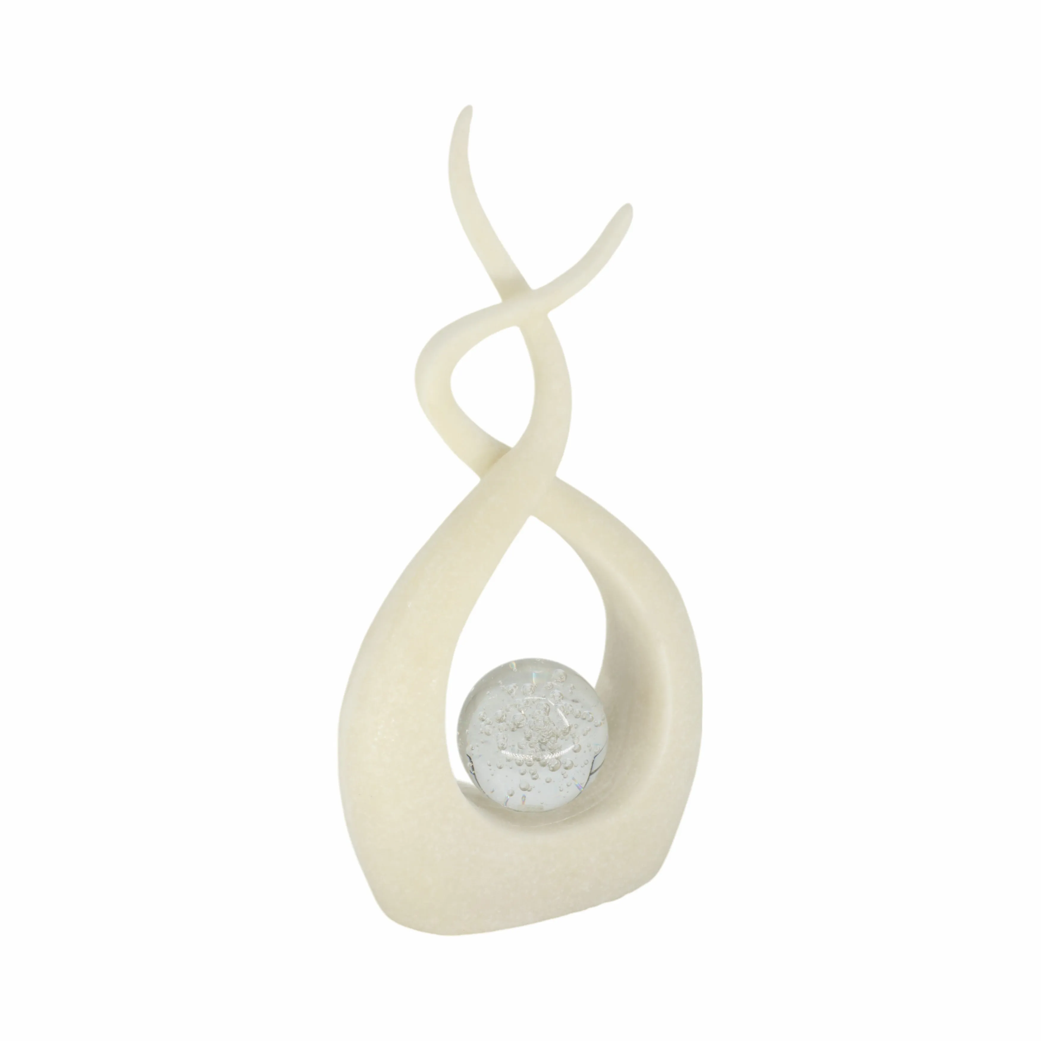 12" Laxmi White Quartz Resin Statuary With Crystal