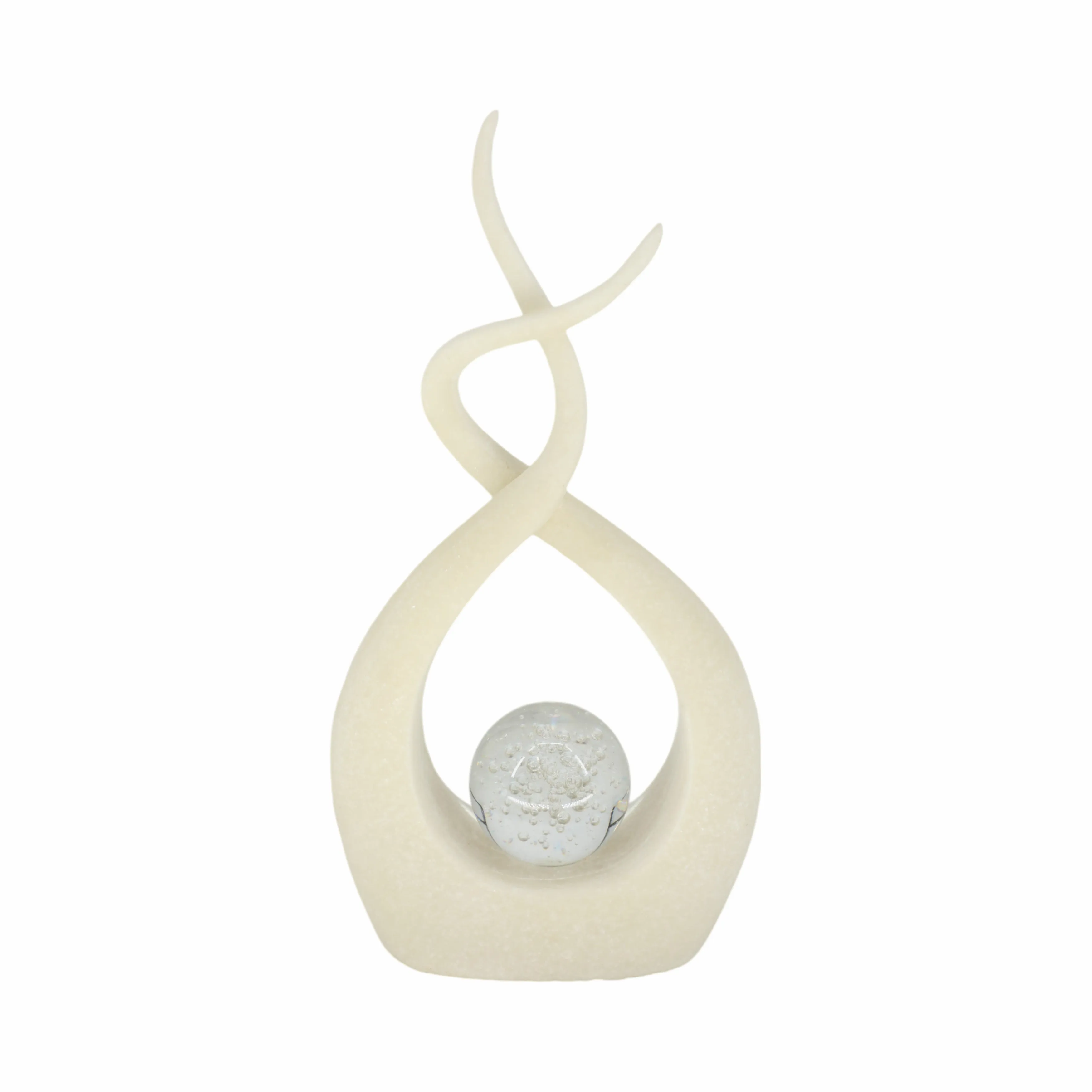 12" Laxmi White Quartz Resin Statuary With Crystal