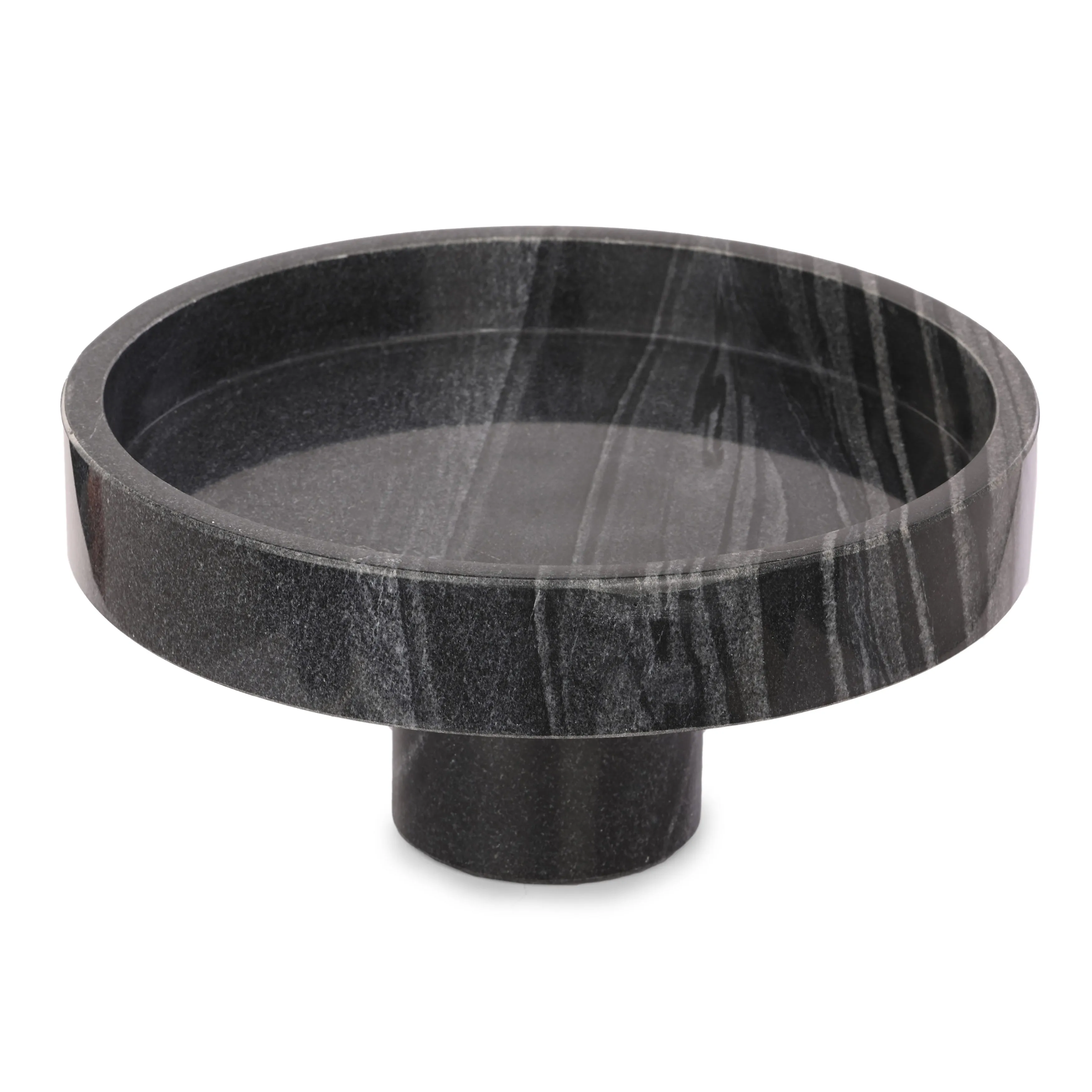 12x6"marble Pedestal Bowl, Black
