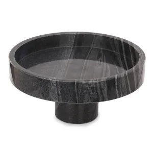 12x6"marble Pedestal Bowl, Black