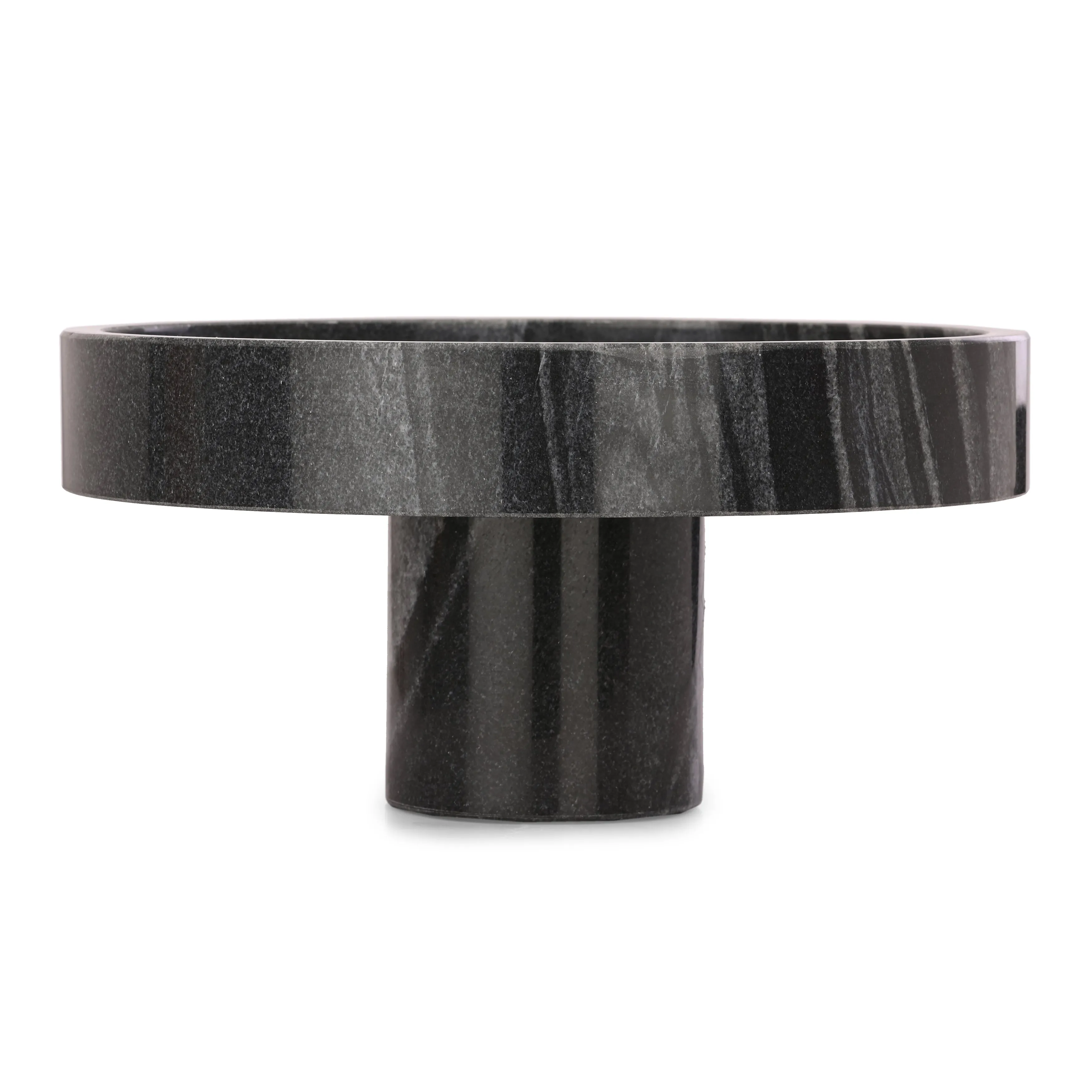 12x6"marble Pedestal Bowl, Black