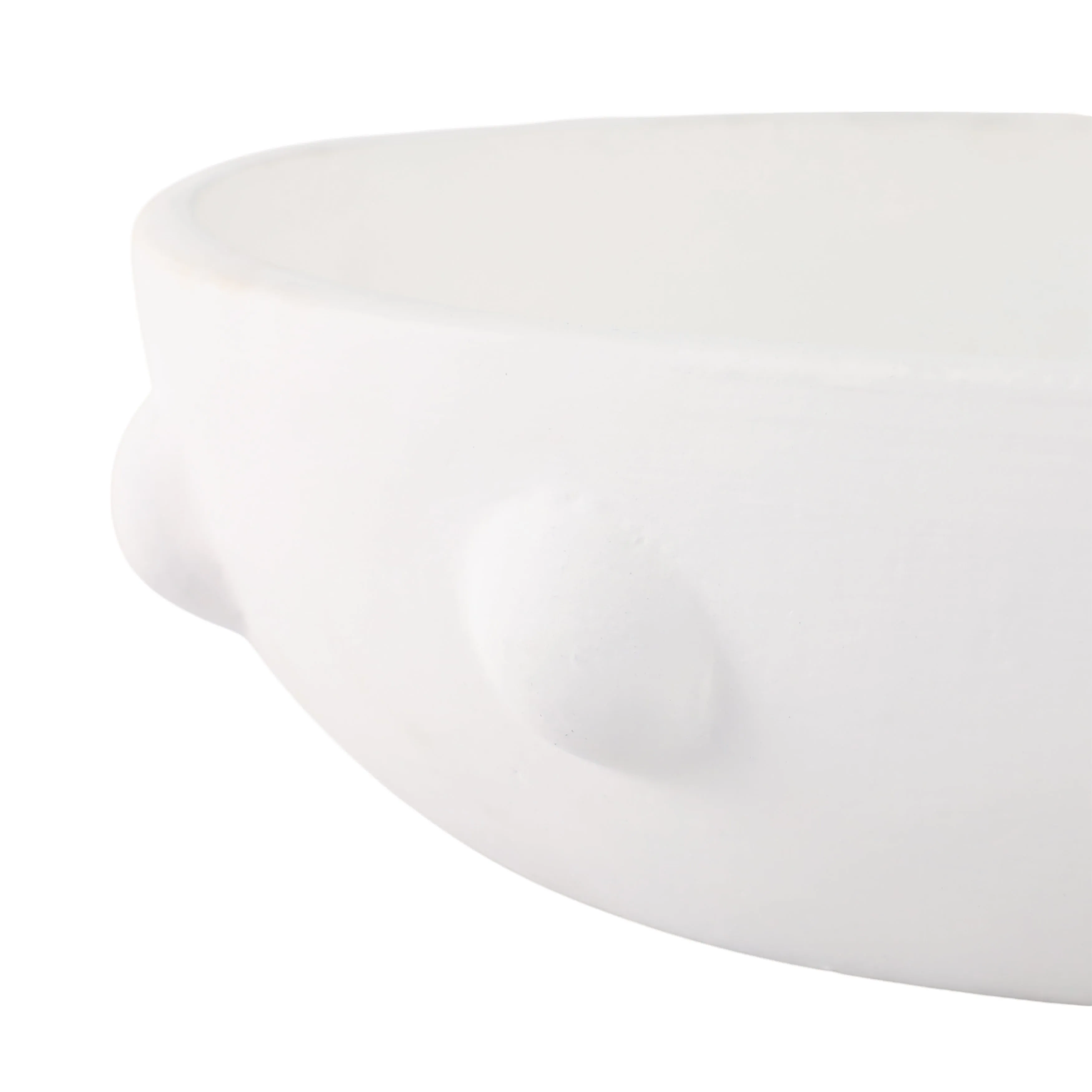 13" Clay Beaded Bowl, White