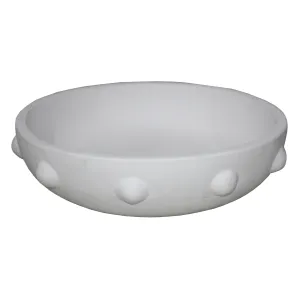 13" Clay Beaded Bowl, White