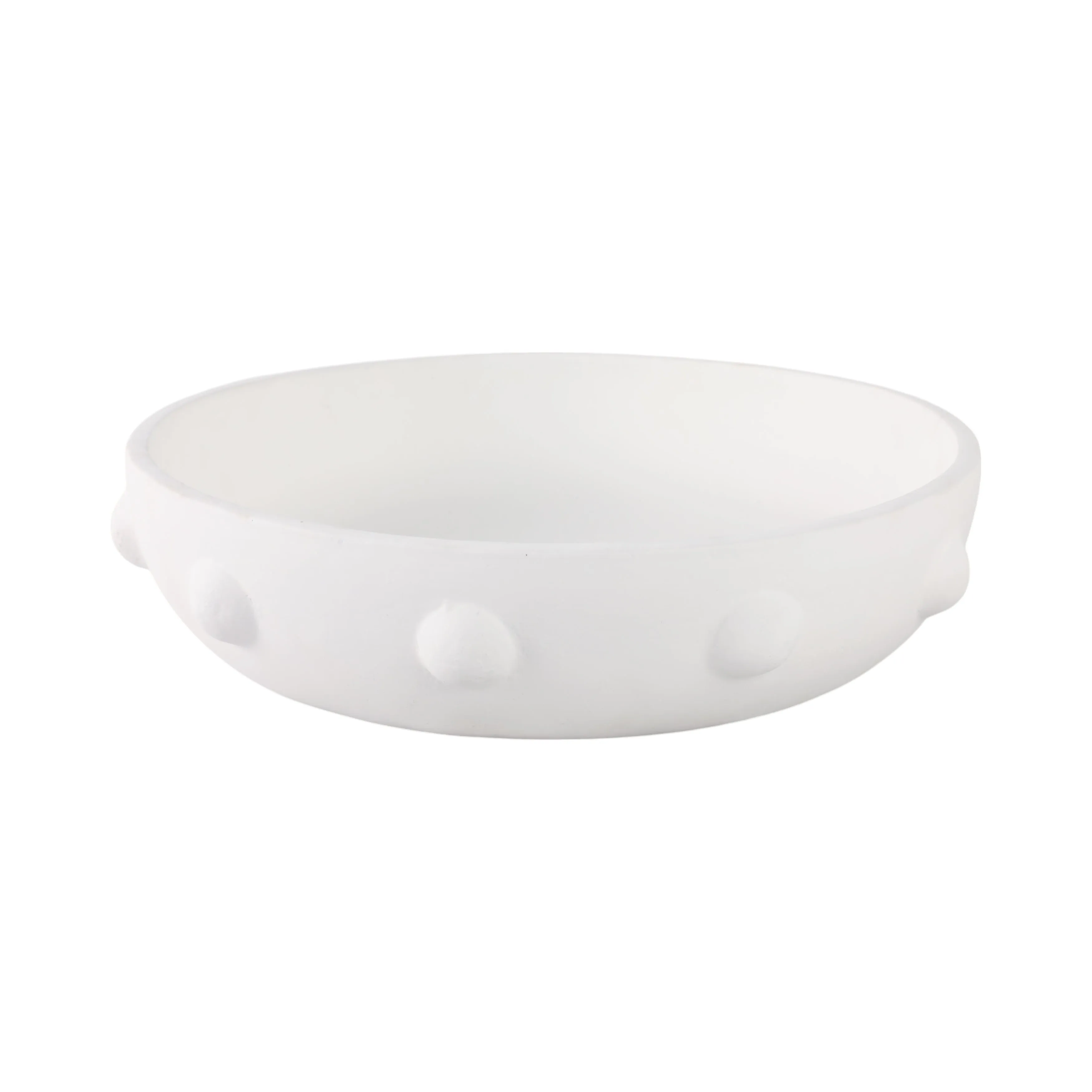 13" Clay Beaded Bowl, White