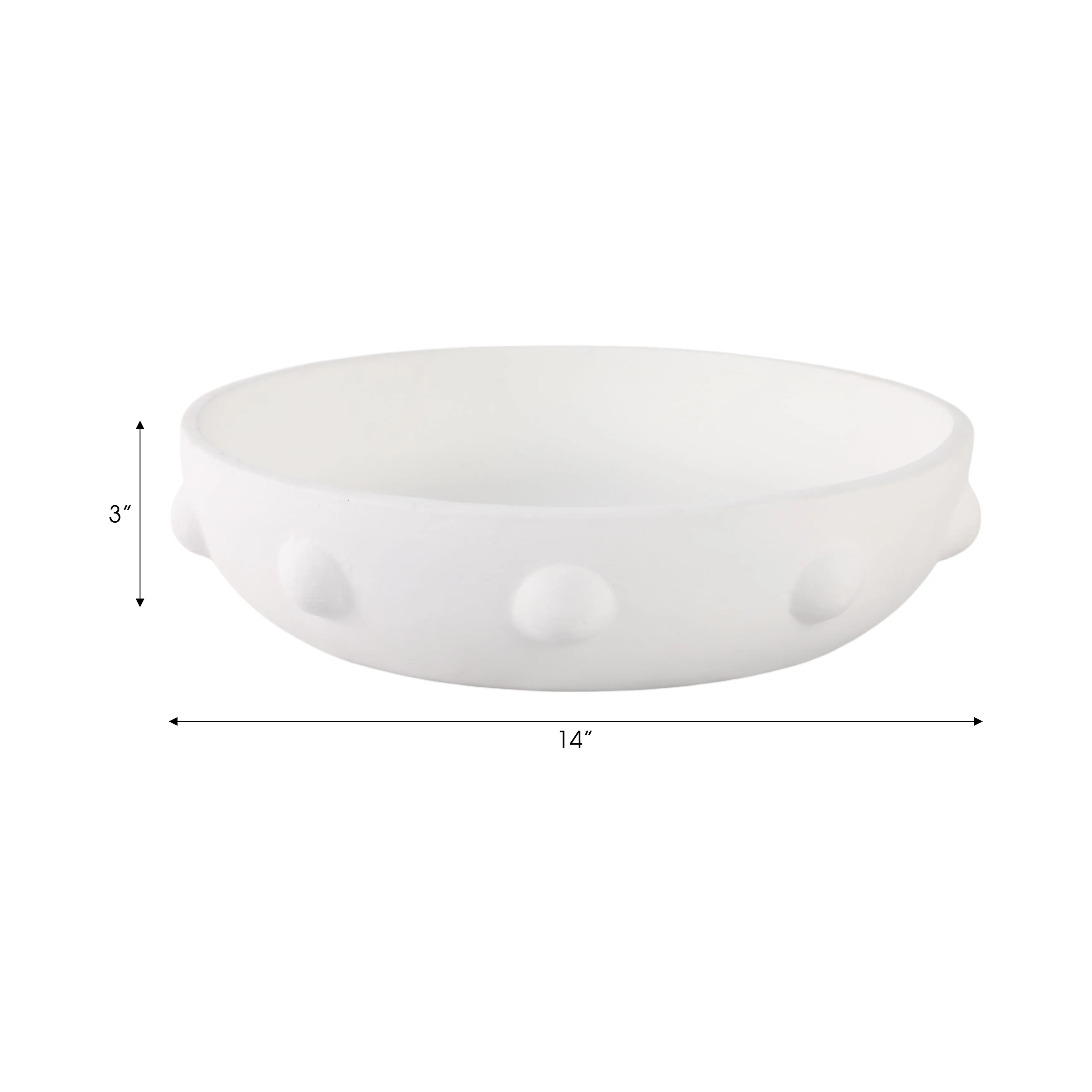 13" Clay Beaded Bowl, White