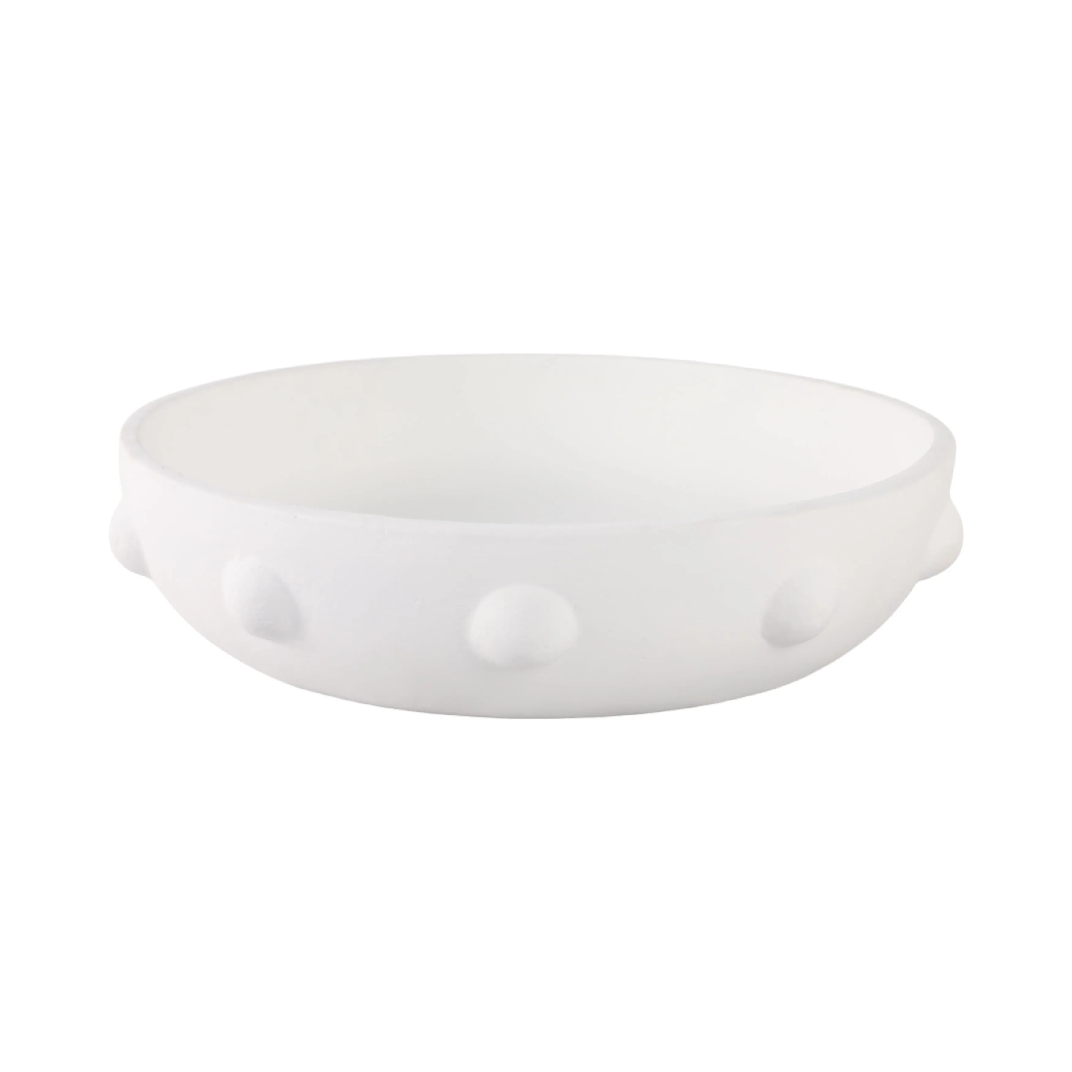 13" Clay Beaded Bowl, White