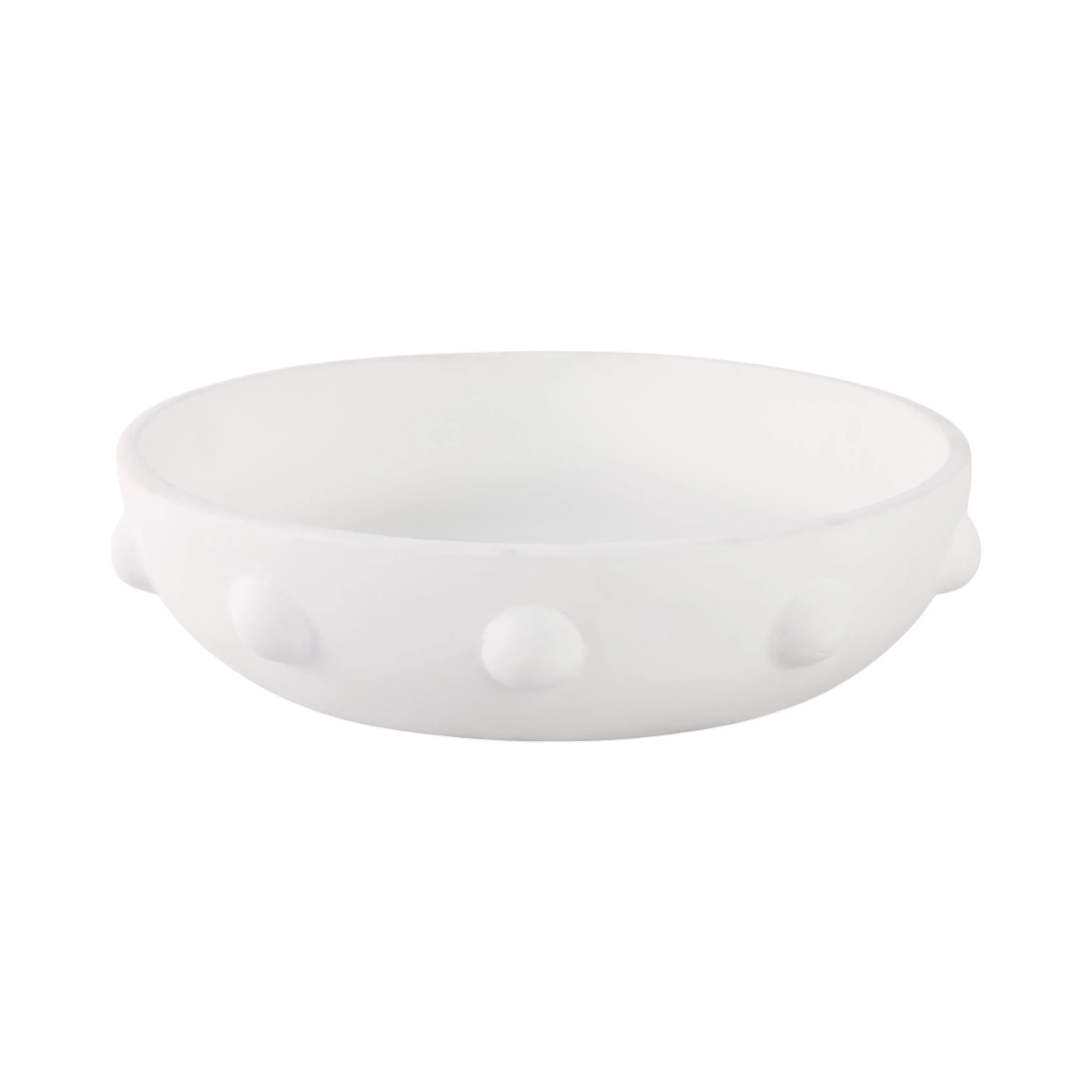 13" Clay Beaded Bowl, White
