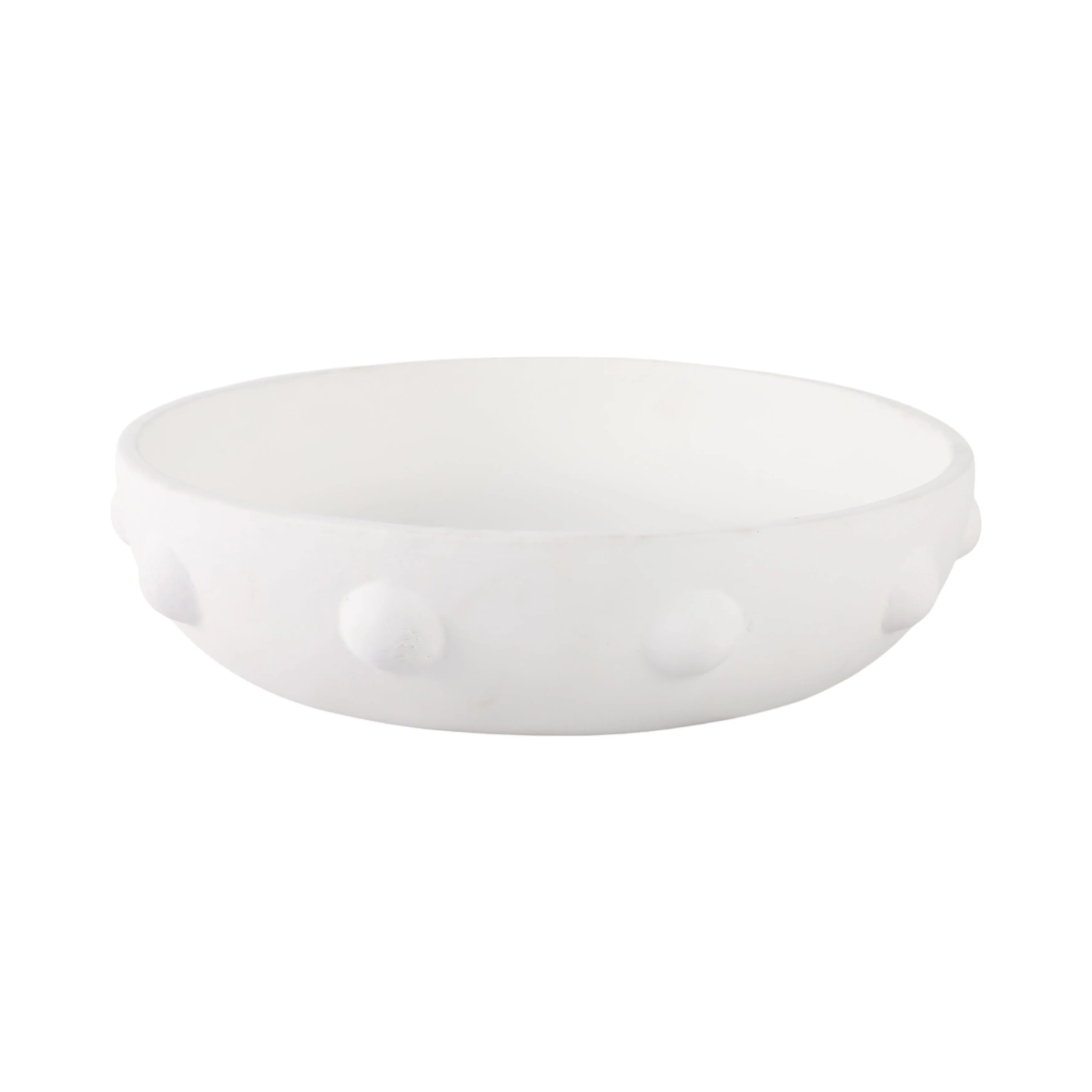 13" Clay Beaded Bowl, White
