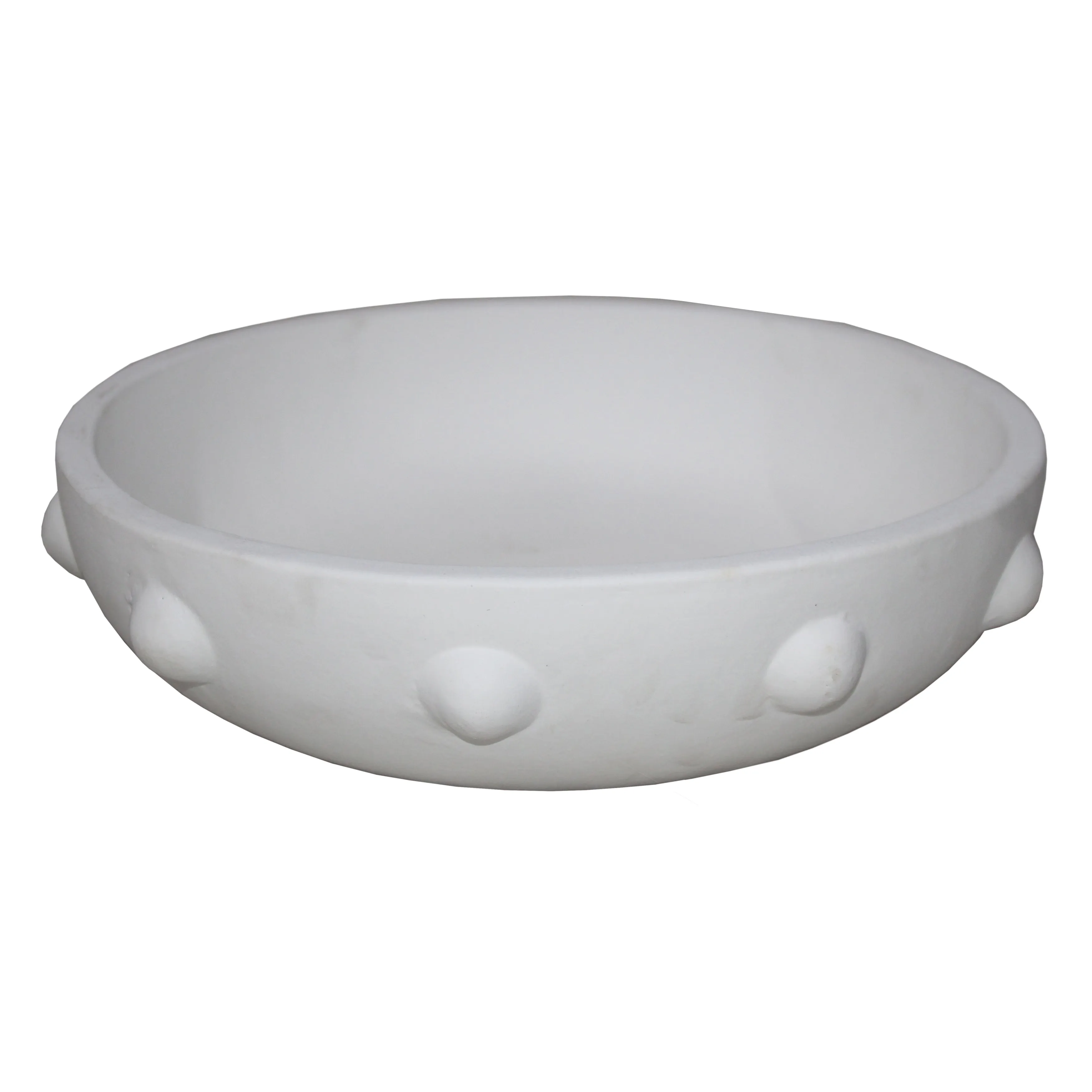 13" Clay Beaded Bowl, White