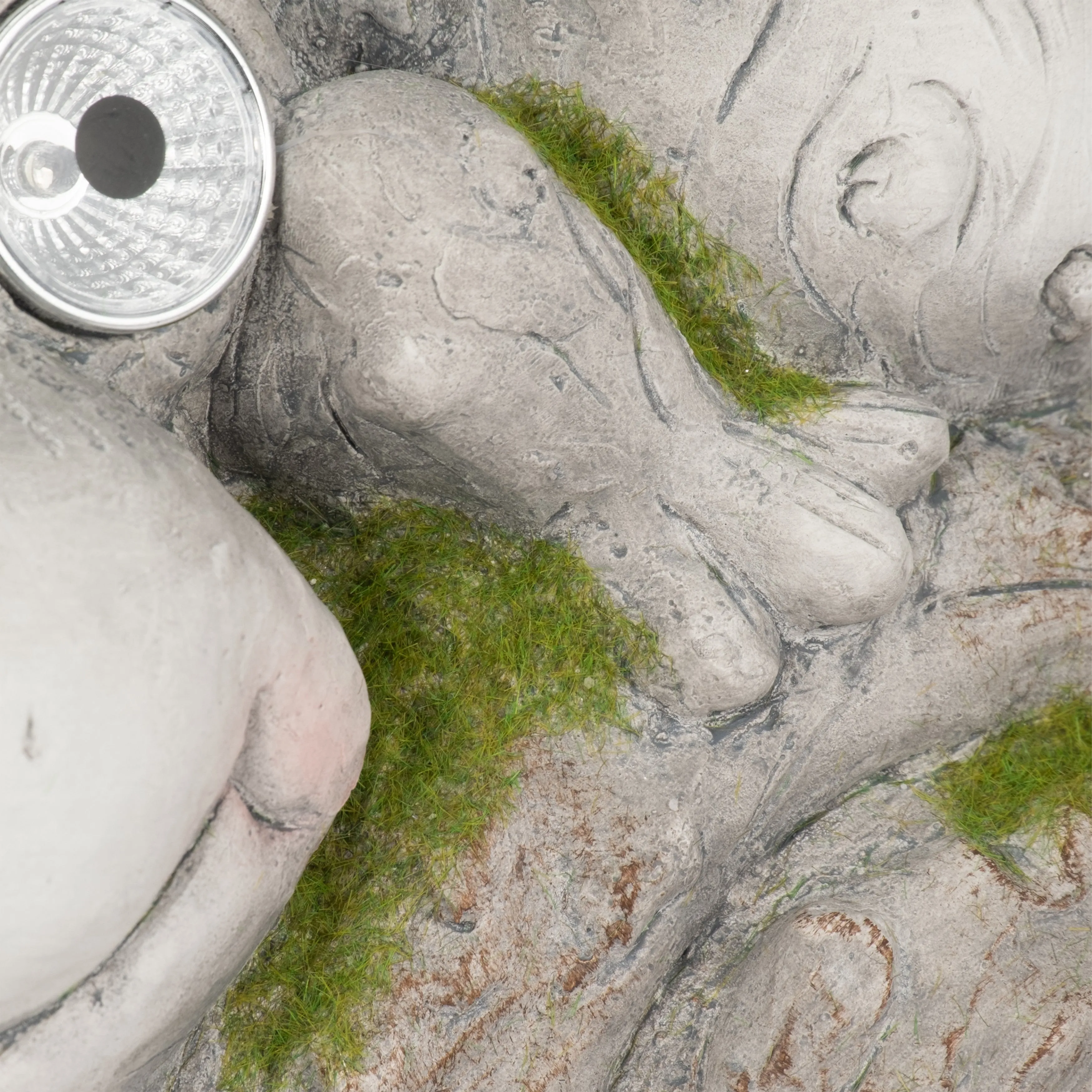 14" Frog Sitting On Snail With Solar Eyes, Grey