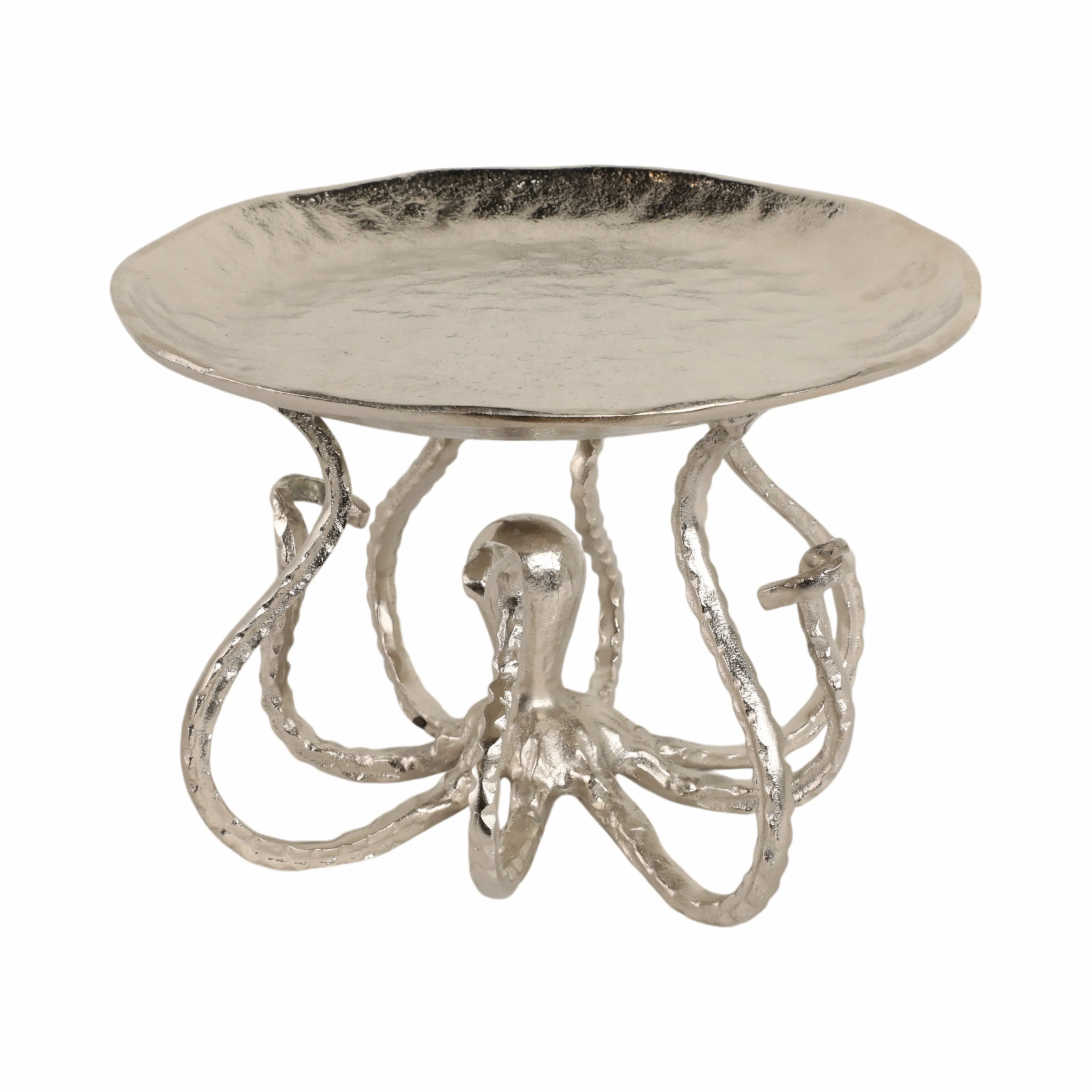 14" Octopus Holding Up Bowl, Silver