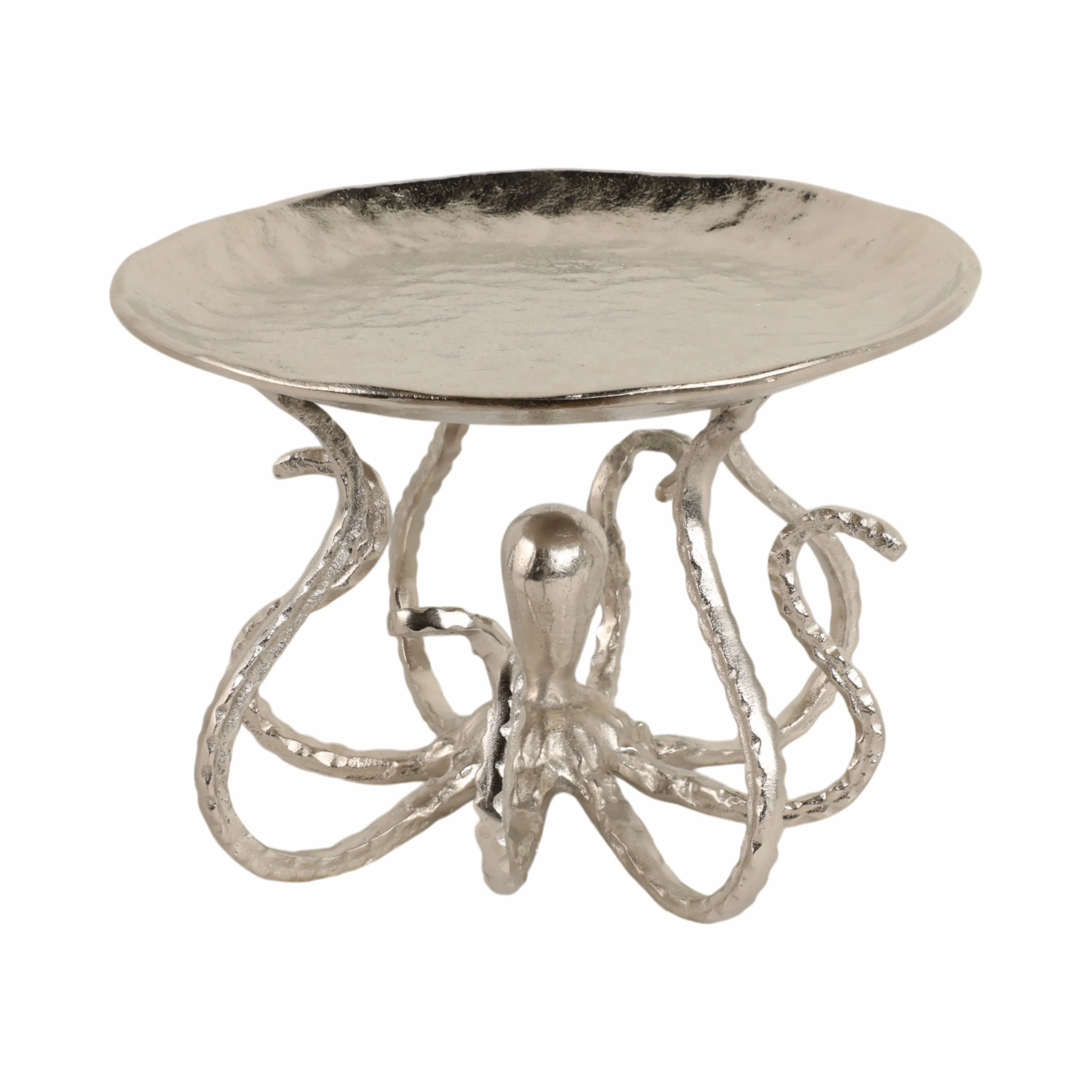 14" Octopus Holding Up Bowl, Silver