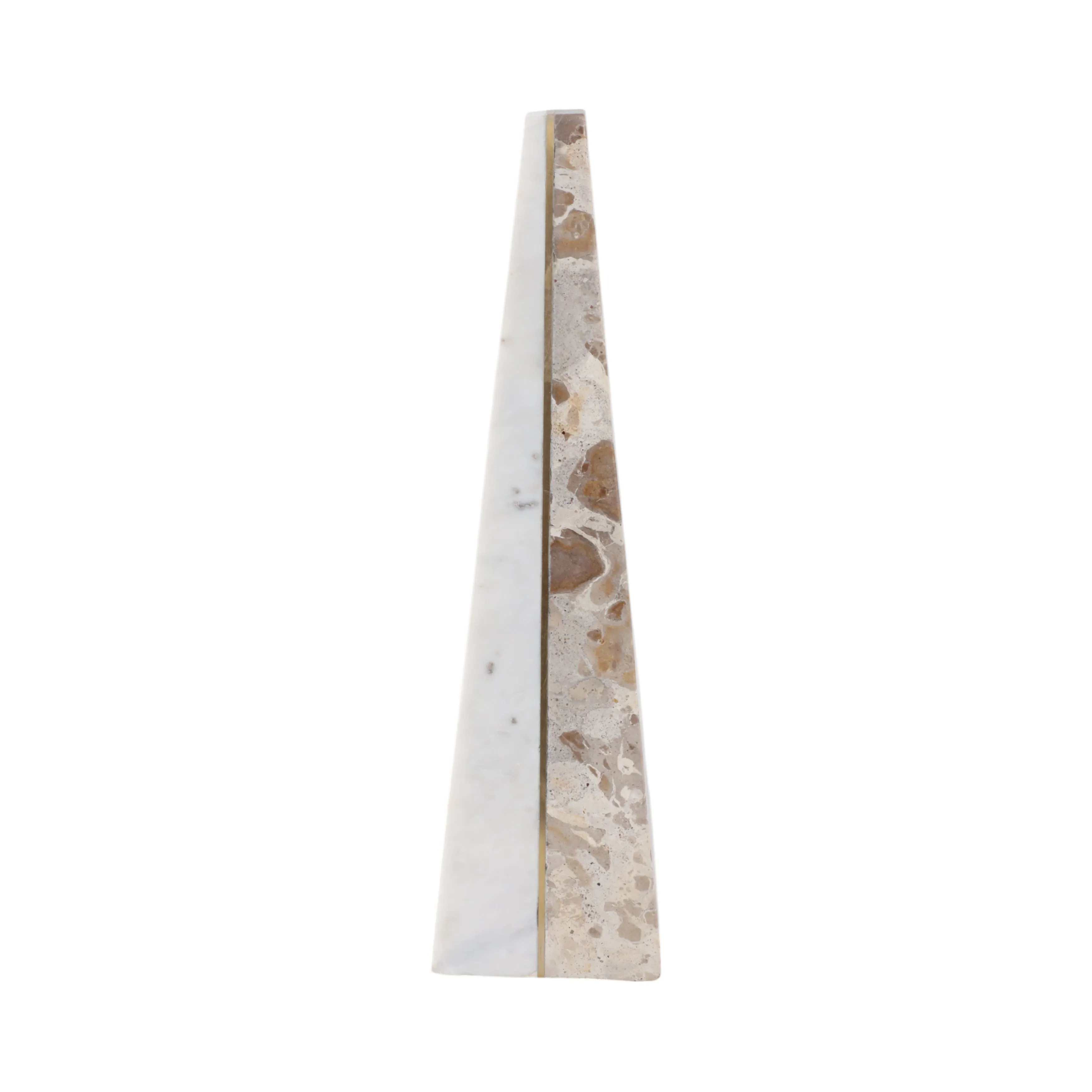 14" Pompano Small Beige And White Marble Pyramid