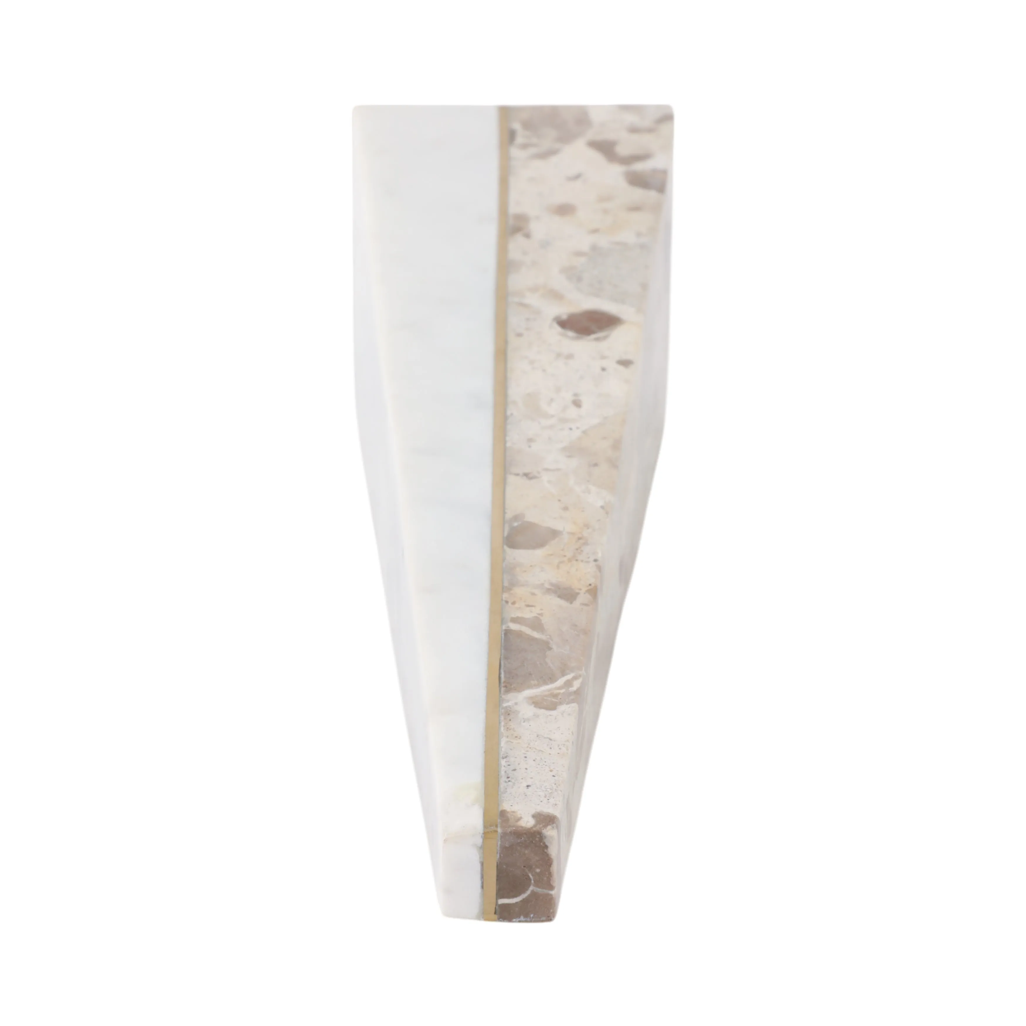 14" Pompano Small Beige And White Marble Pyramid