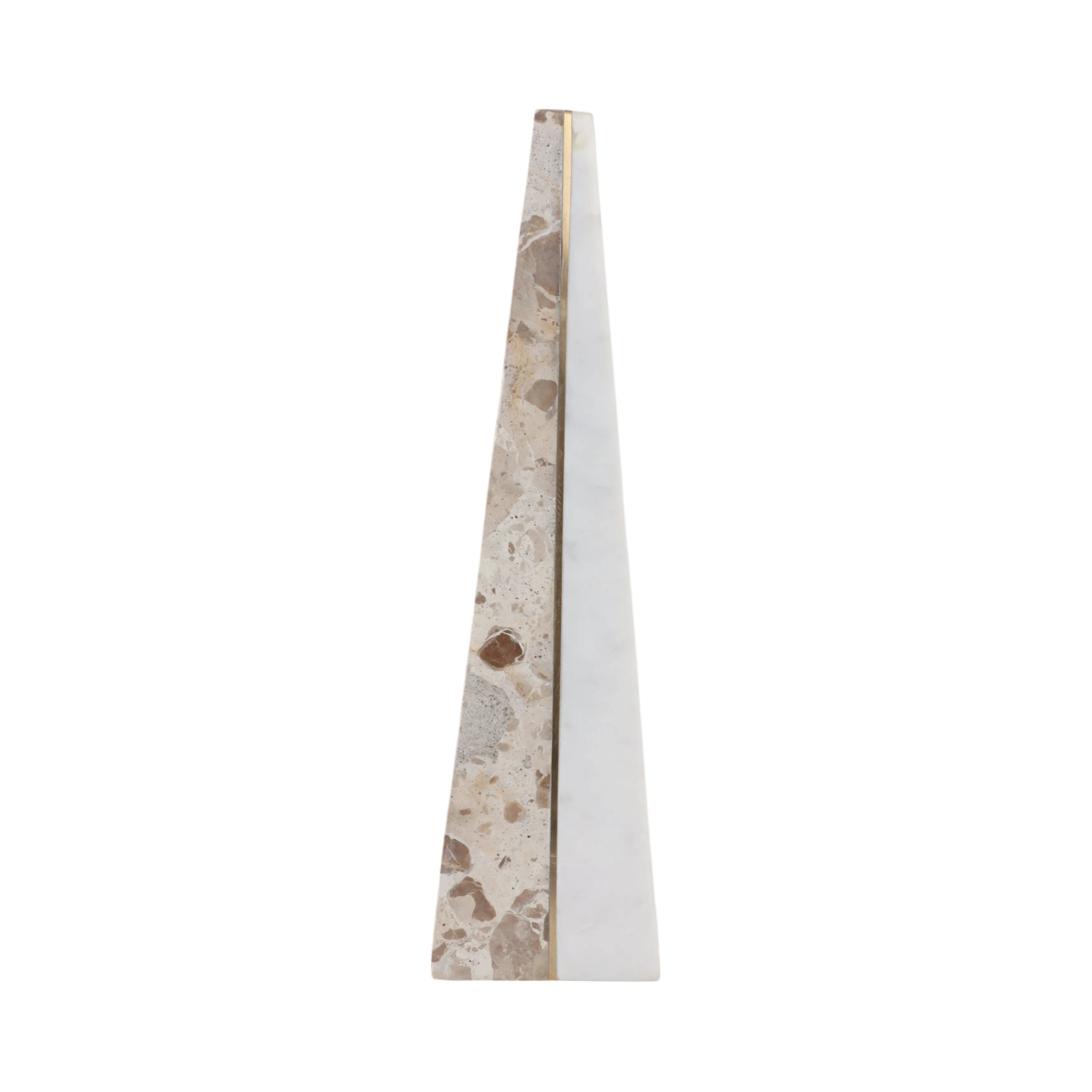 14" Pompano Small Beige And White Marble Pyramid