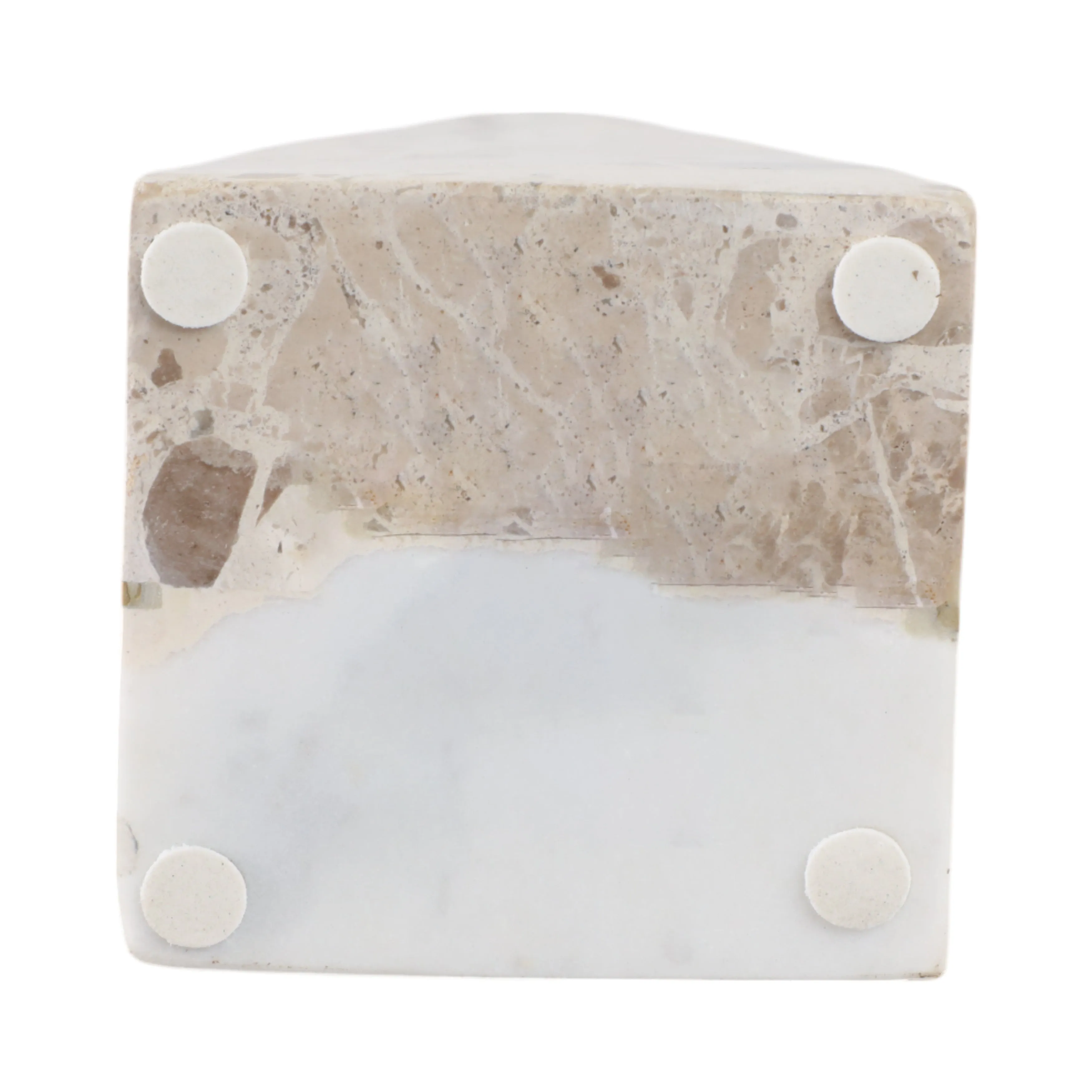 14" Pompano Small Beige And White Marble Pyramid