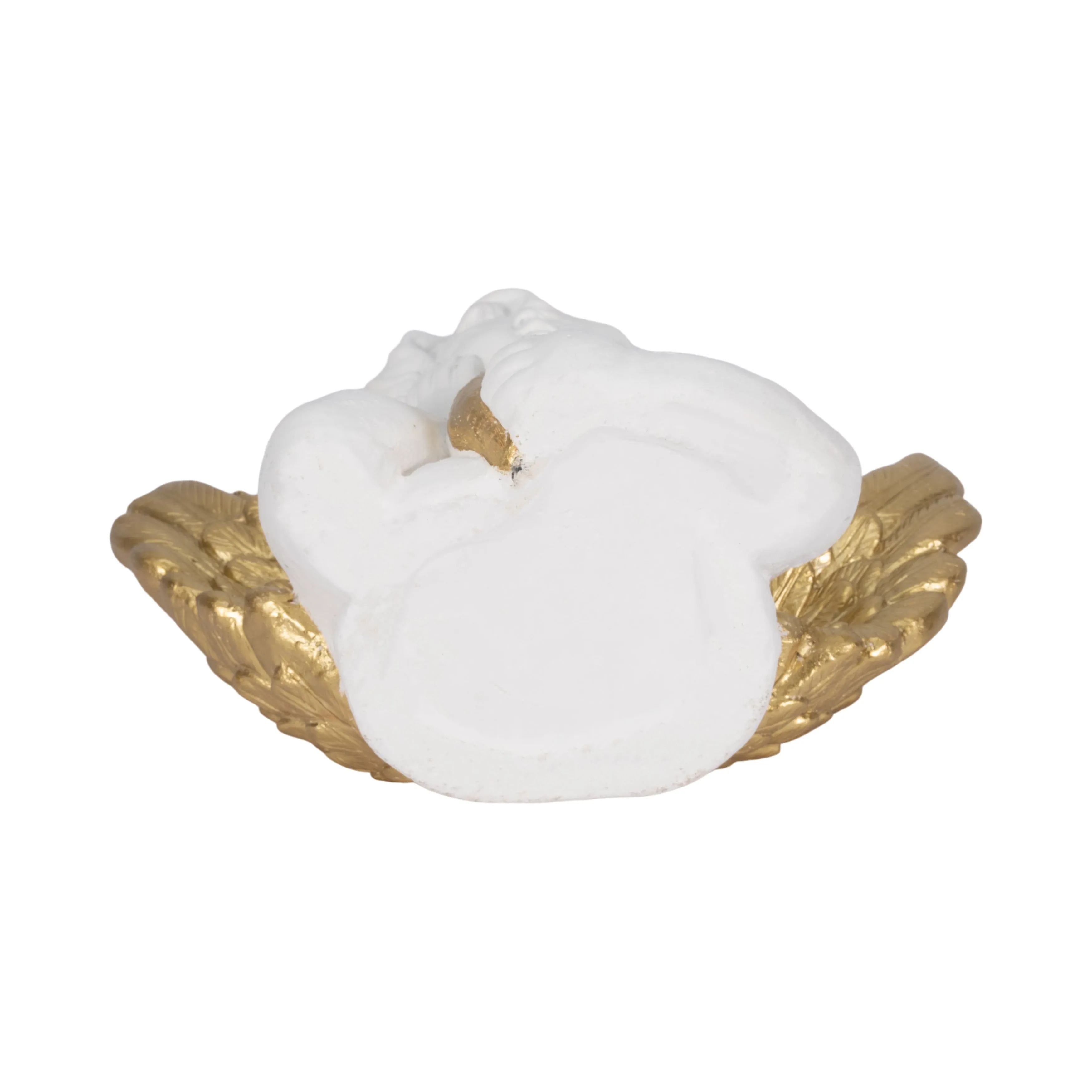 15" Garden Cherub With Heart, White/gold
