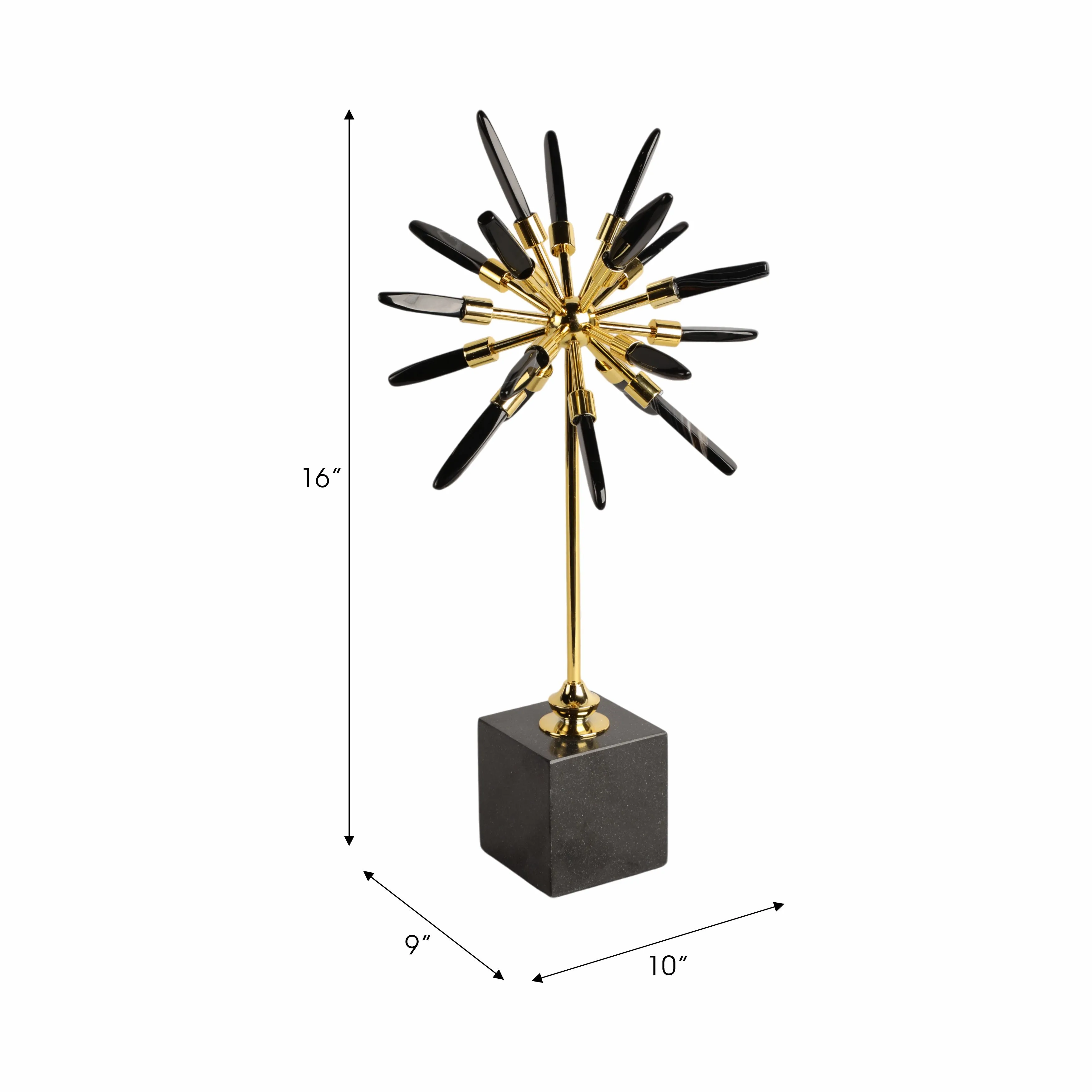 16" Darra Small Black Stone Starburst Statuary