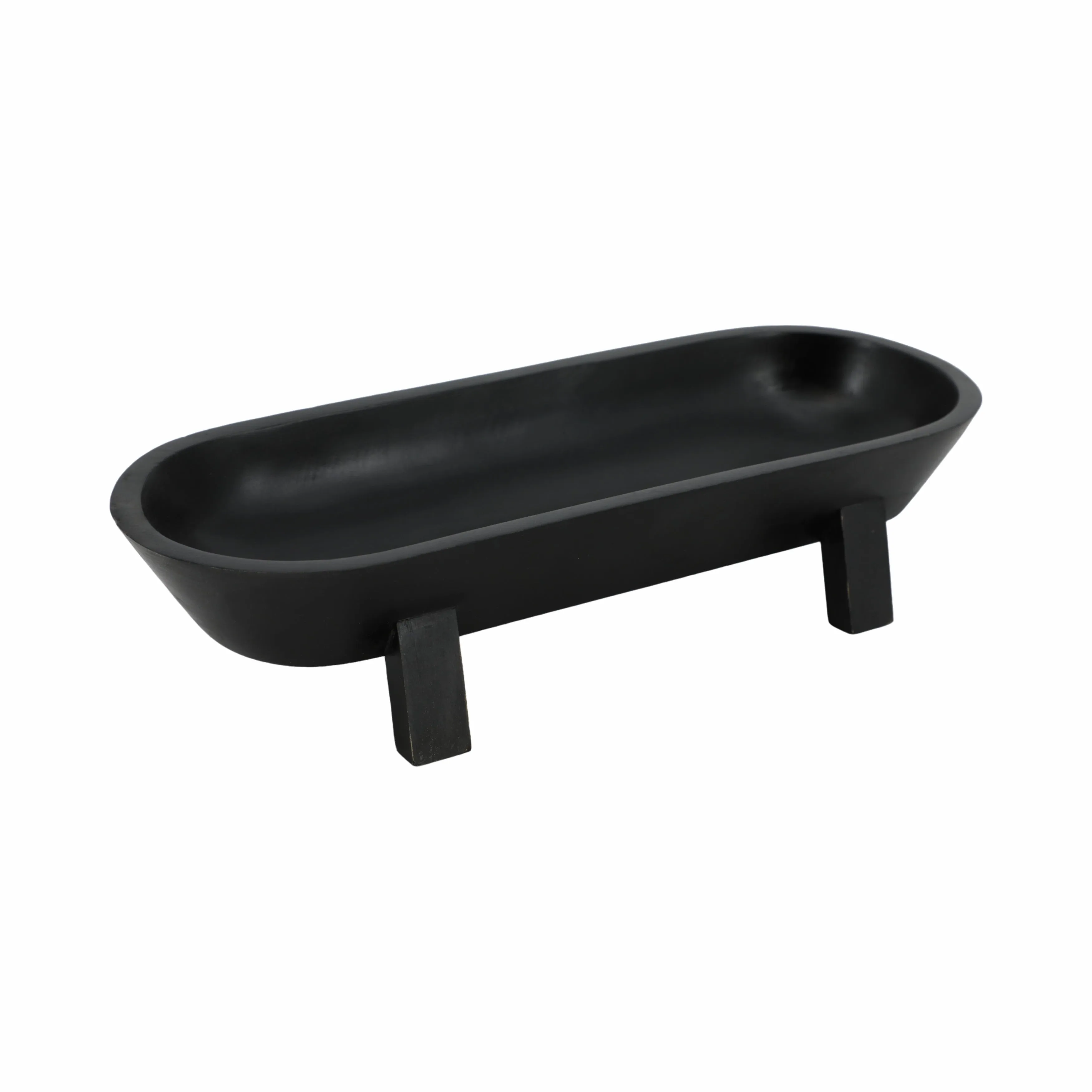 16" Footed Oval Bowl, Black