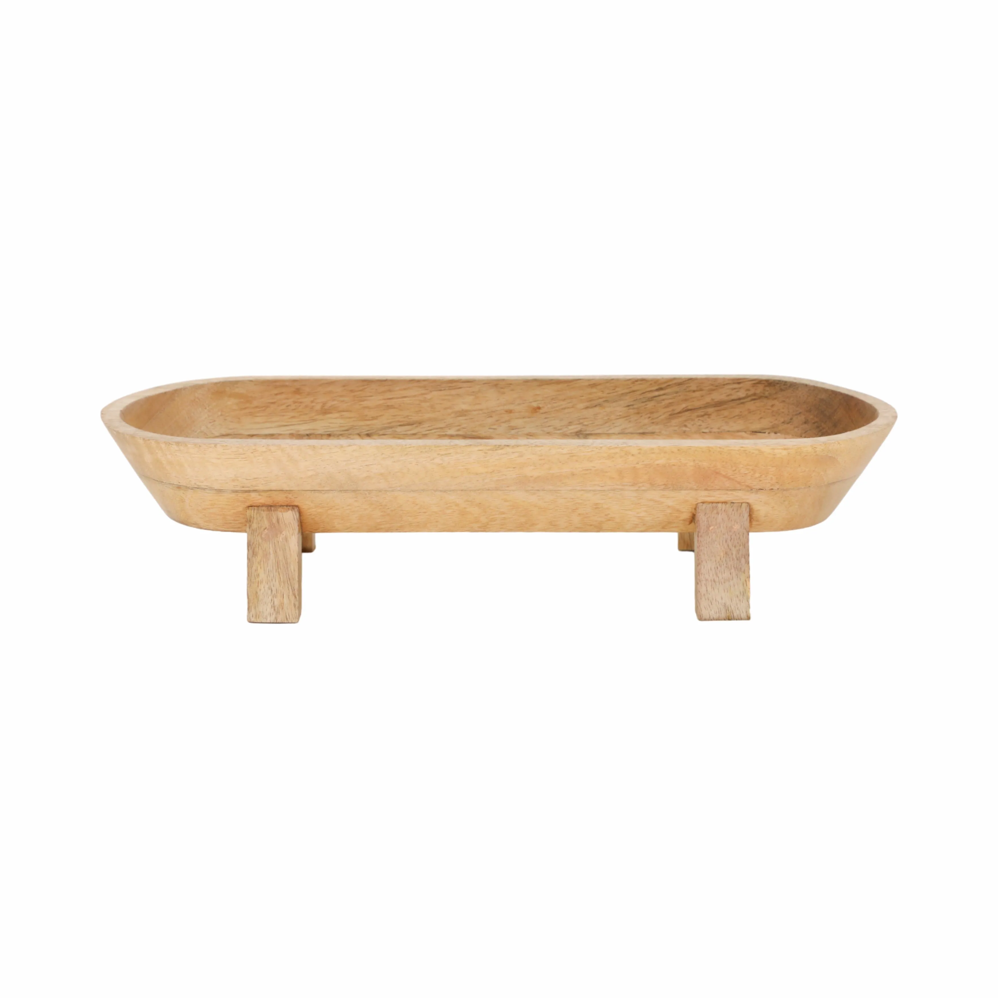 16" Footed Oval Bowl, Nat