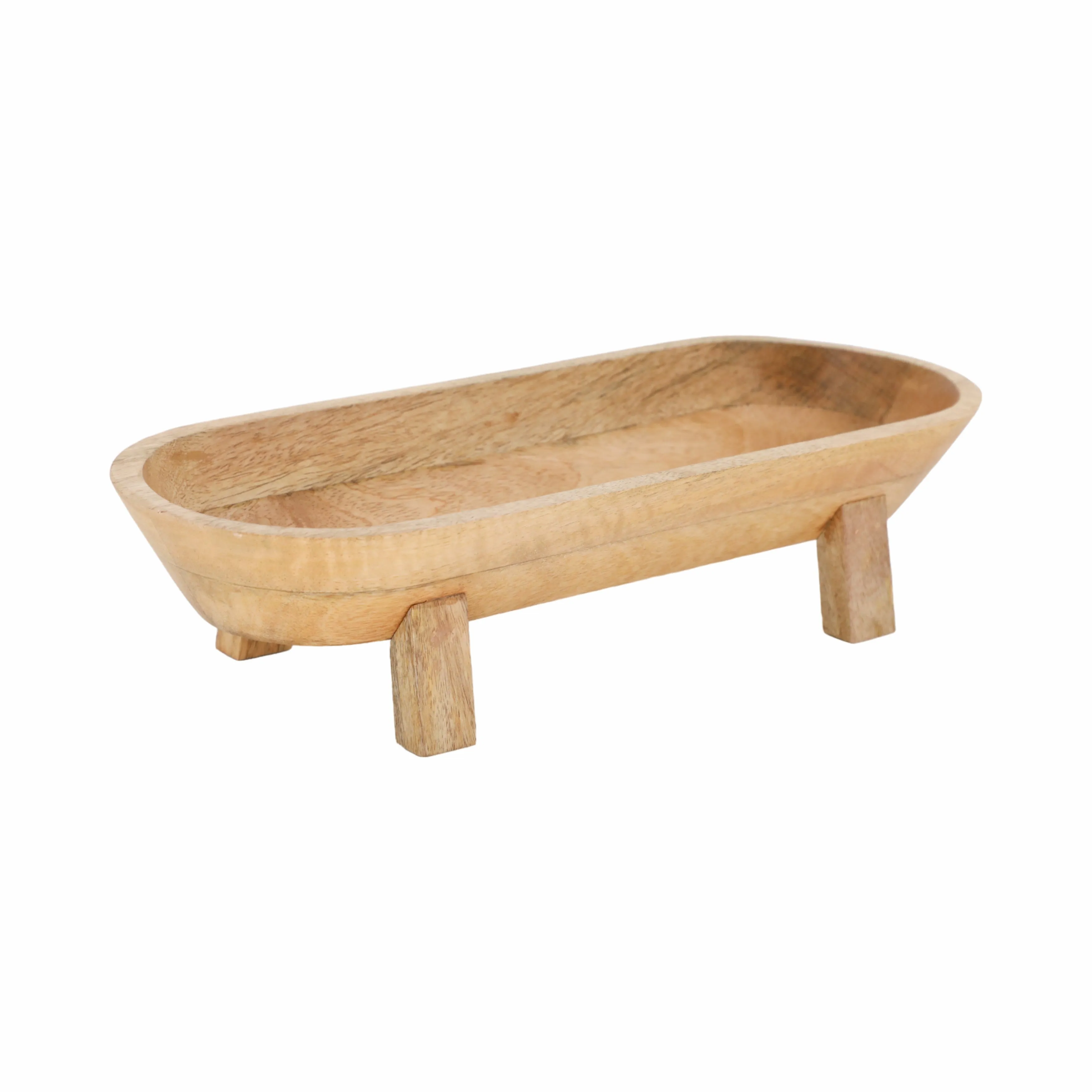 16" Footed Oval Bowl, Nat