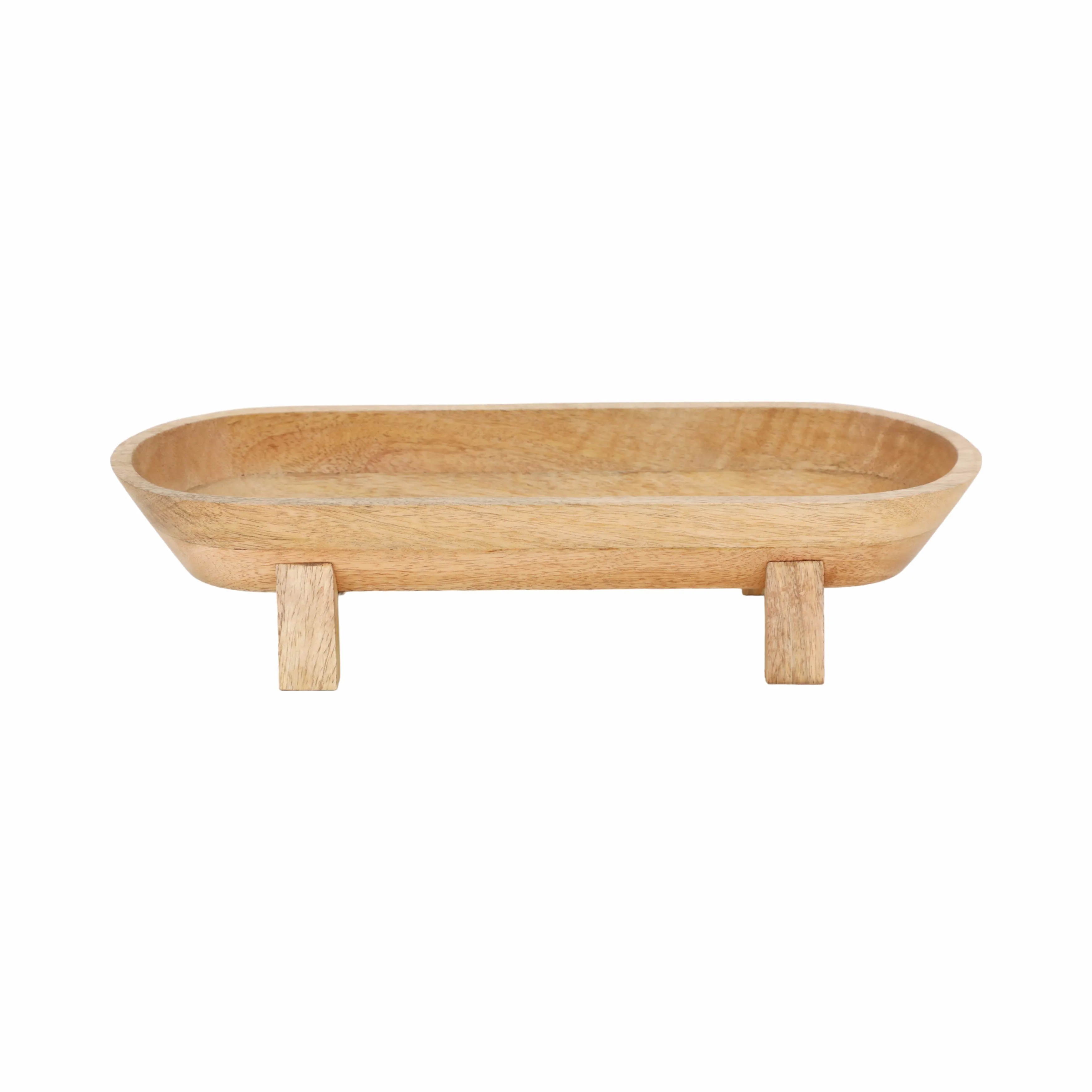 16" Footed Oval Bowl, Nat