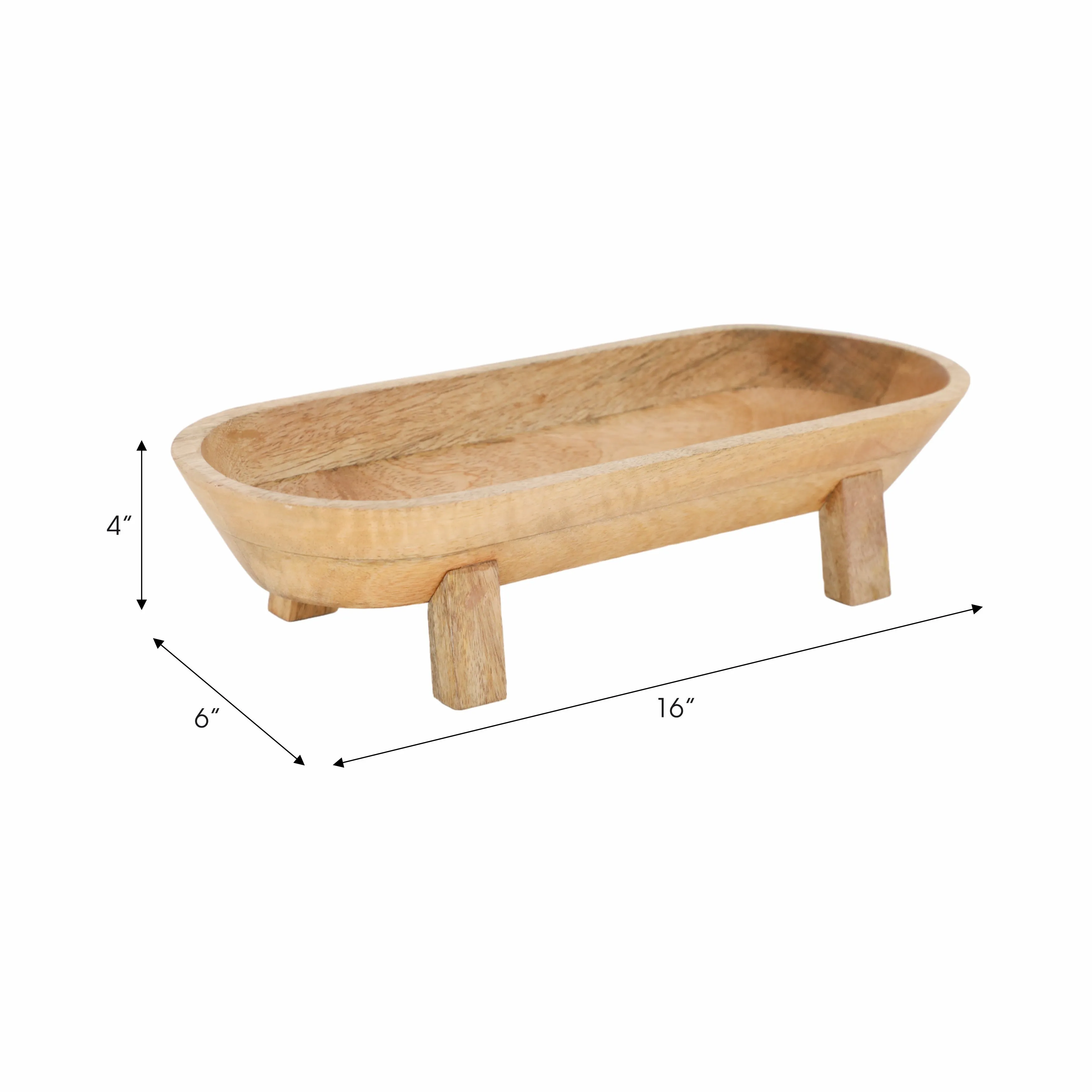 16" Footed Oval Bowl, Nat