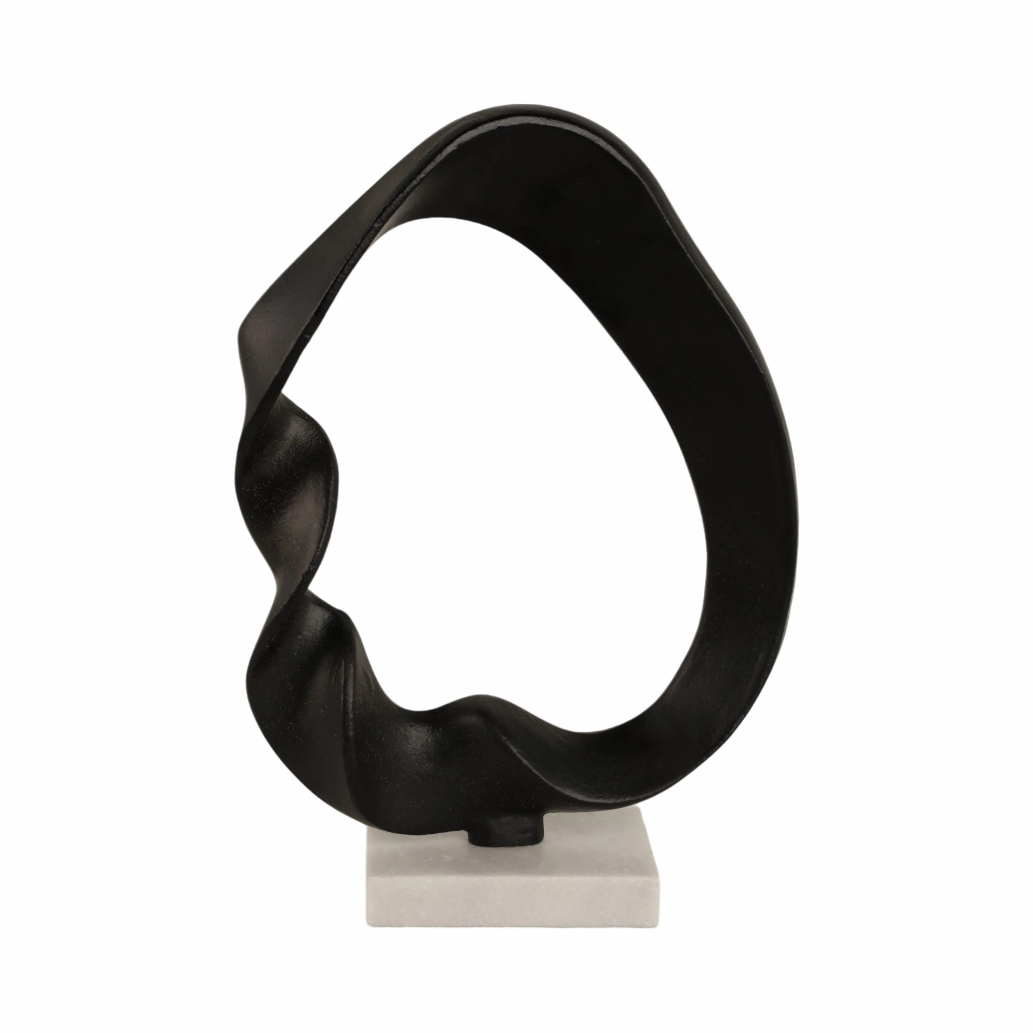 17" Abstract Circle On Marble Base, Black/white
