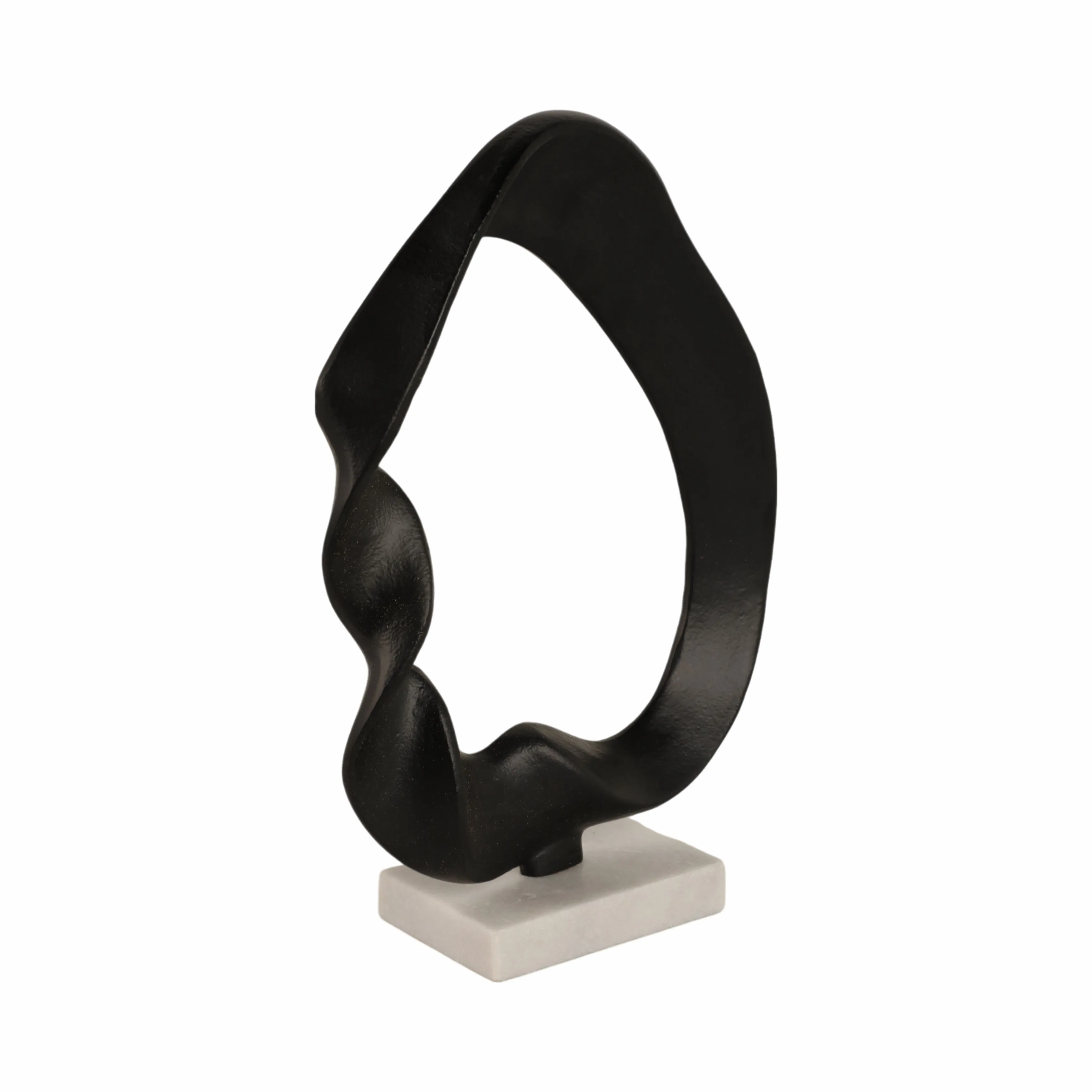 17" Abstract Circle On Marble Base, Black/white