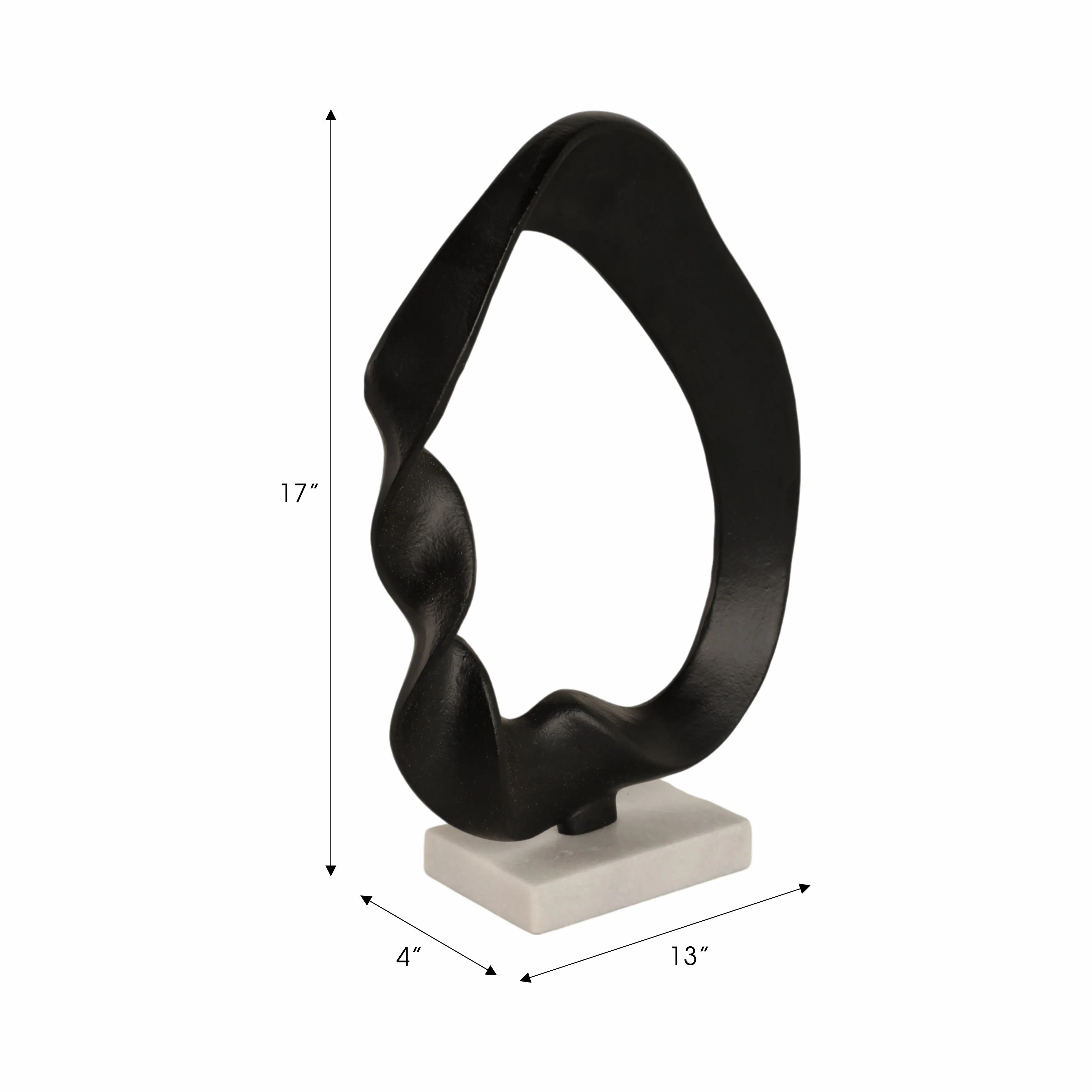17" Abstract Circle On Marble Base, Black/white