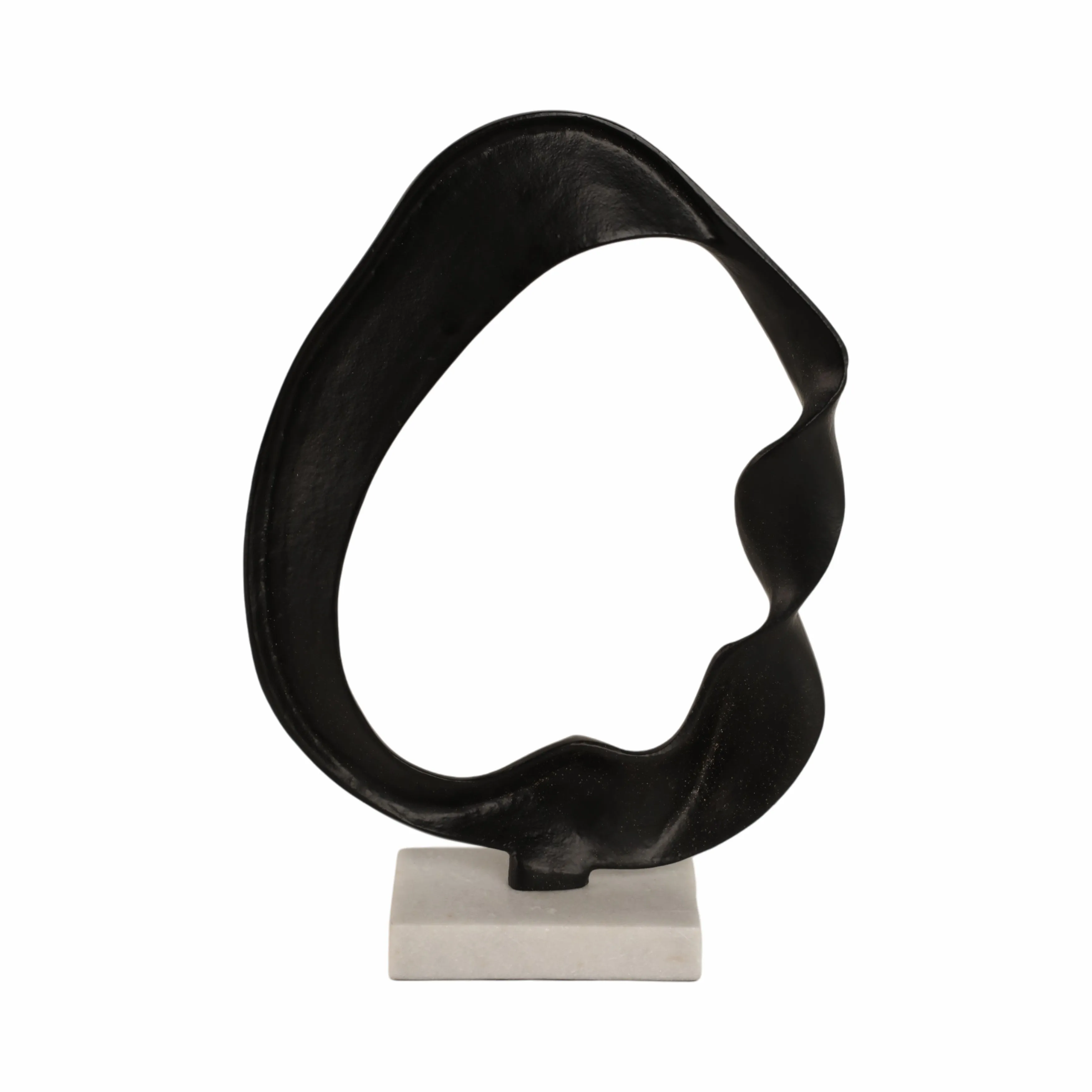 17" Abstract Circle On Marble Base, Black/white
