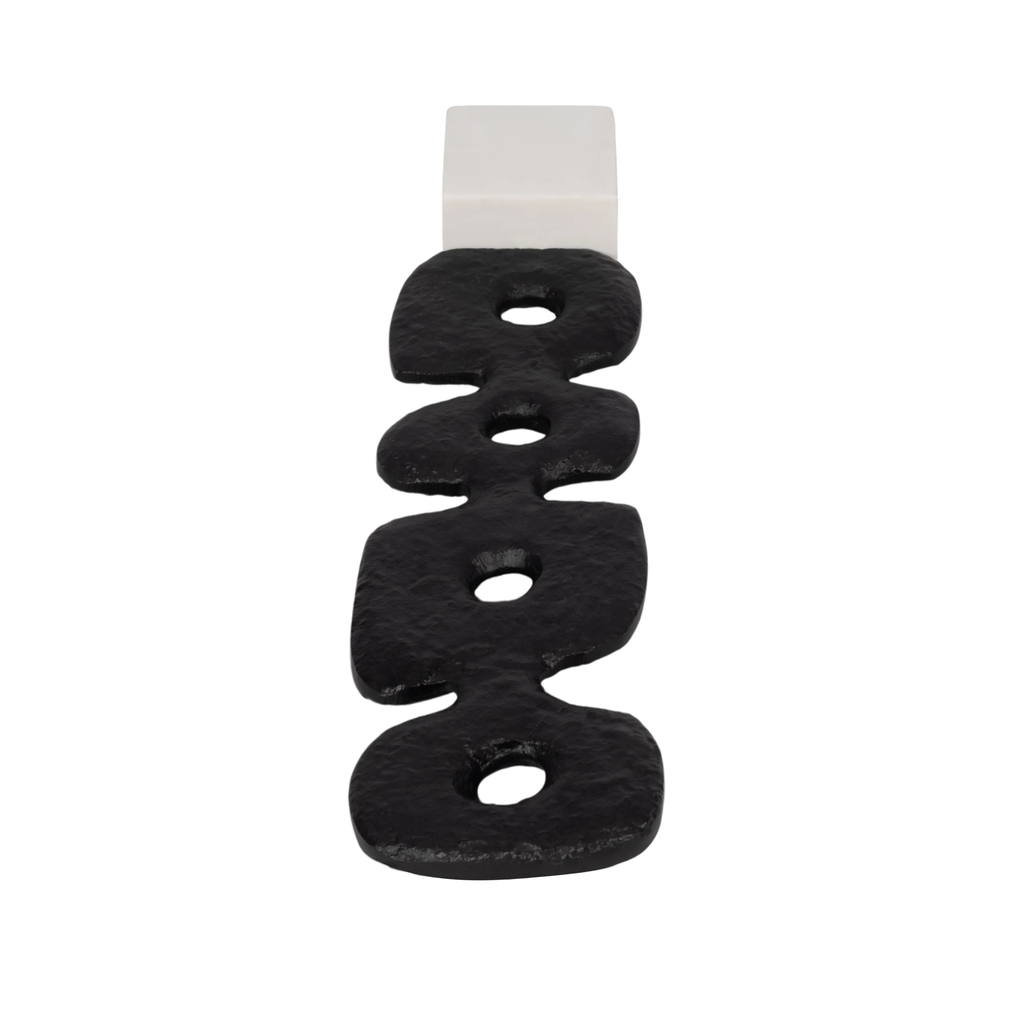 18" Abstract Totem Sculpture  Marble Base, Black/w