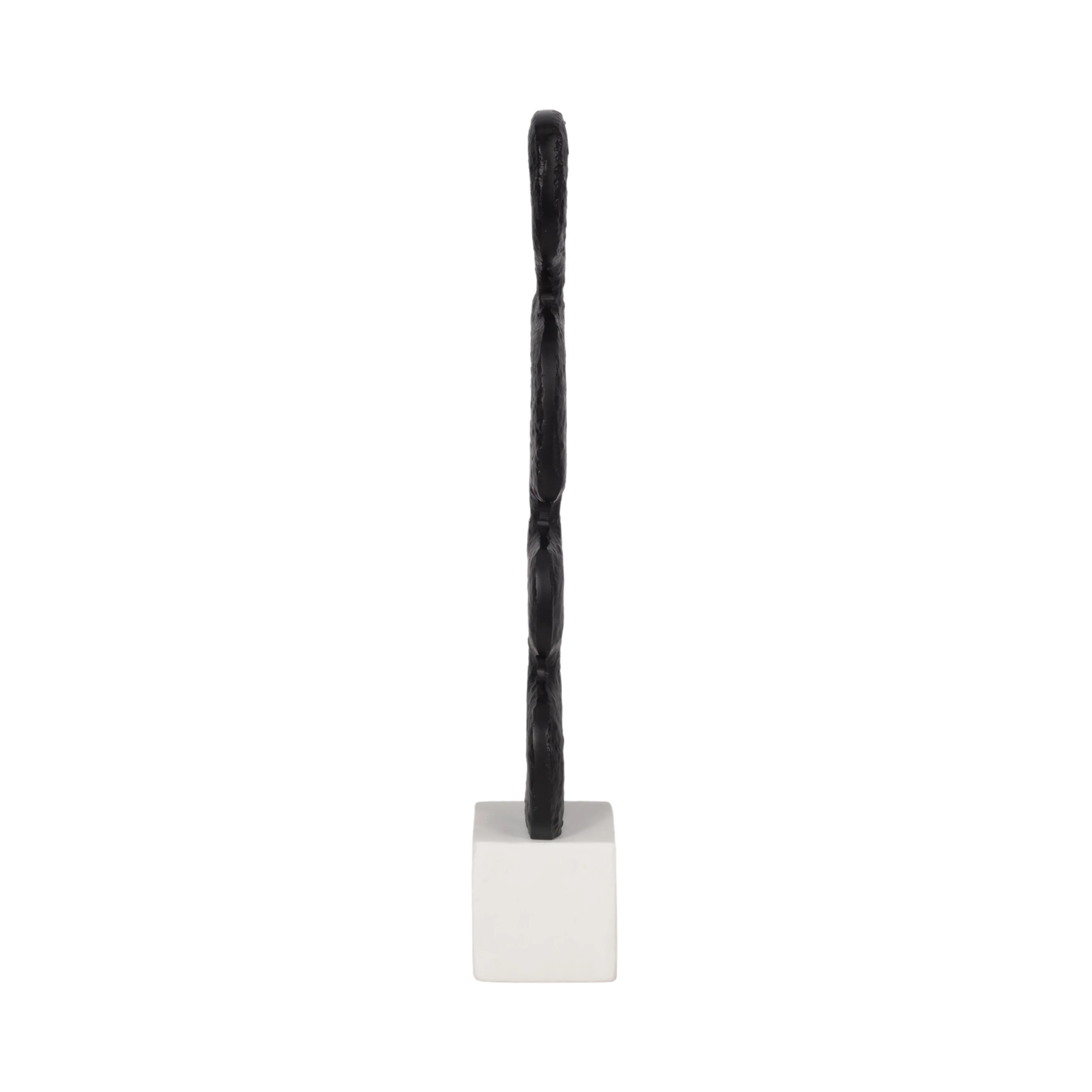 18" Abstract Totem Sculpture  Marble Base, Black/w