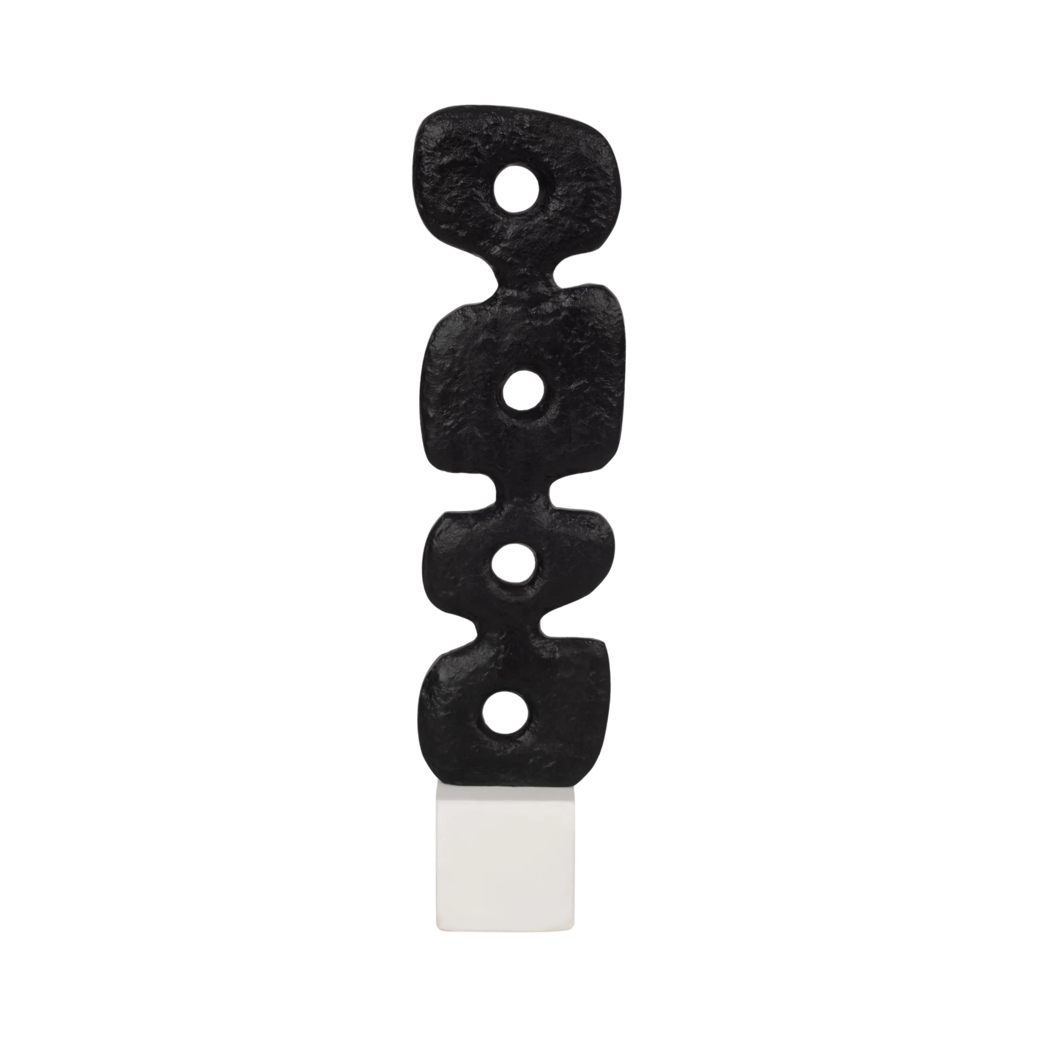 18" Abstract Totem Sculpture  Marble Base, Black/w
