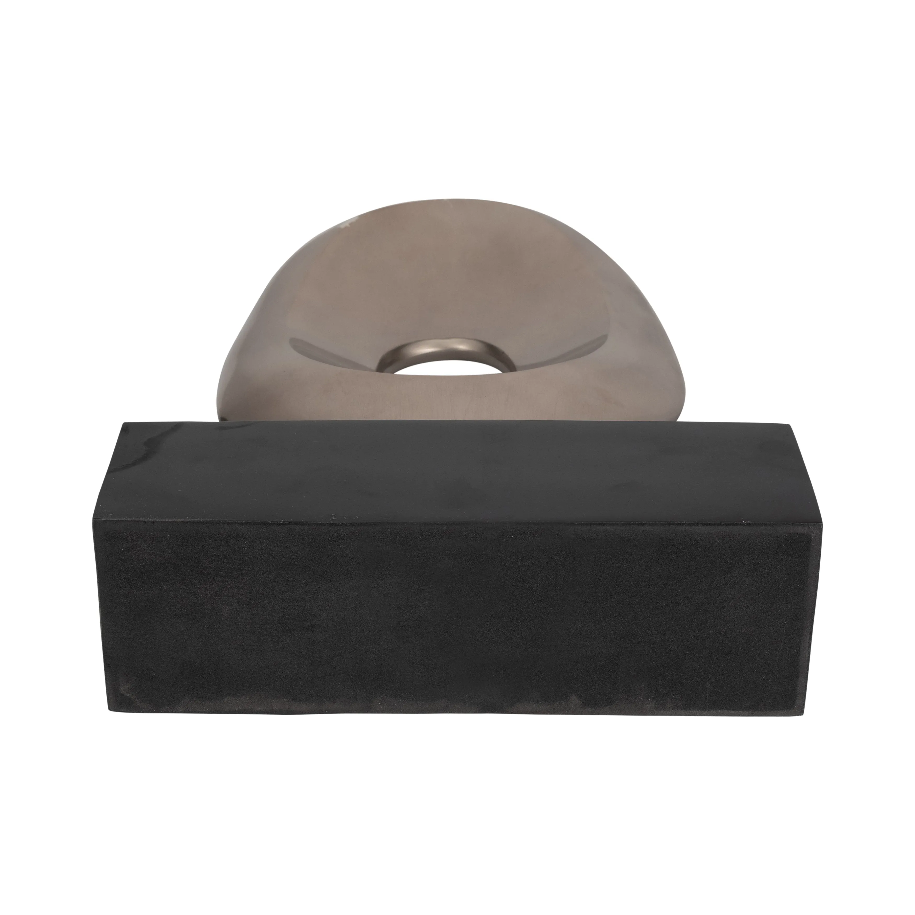 18", METAL OVAL SCULPTURE,SLVR/BLK