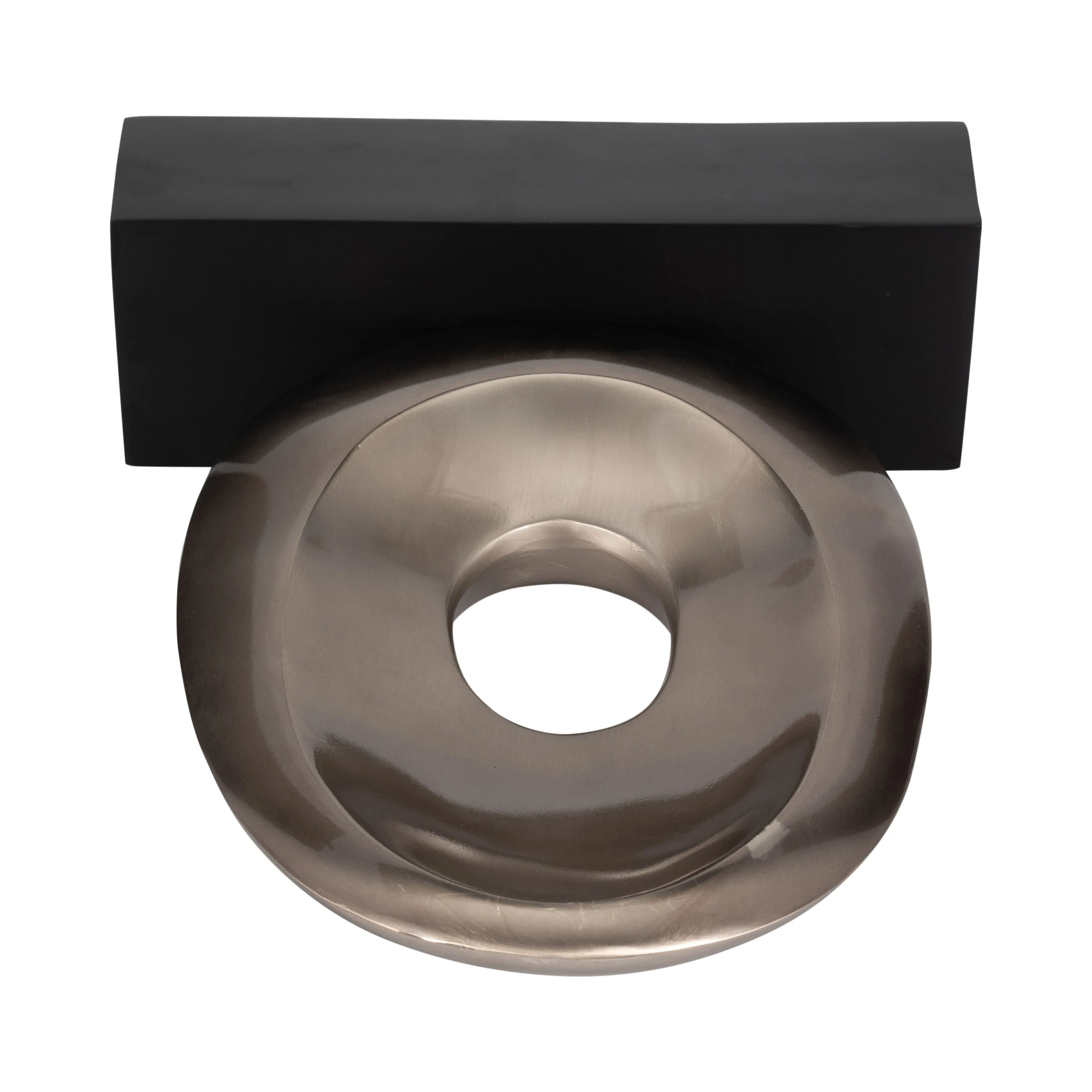 18", METAL OVAL SCULPTURE,SLVR/BLK