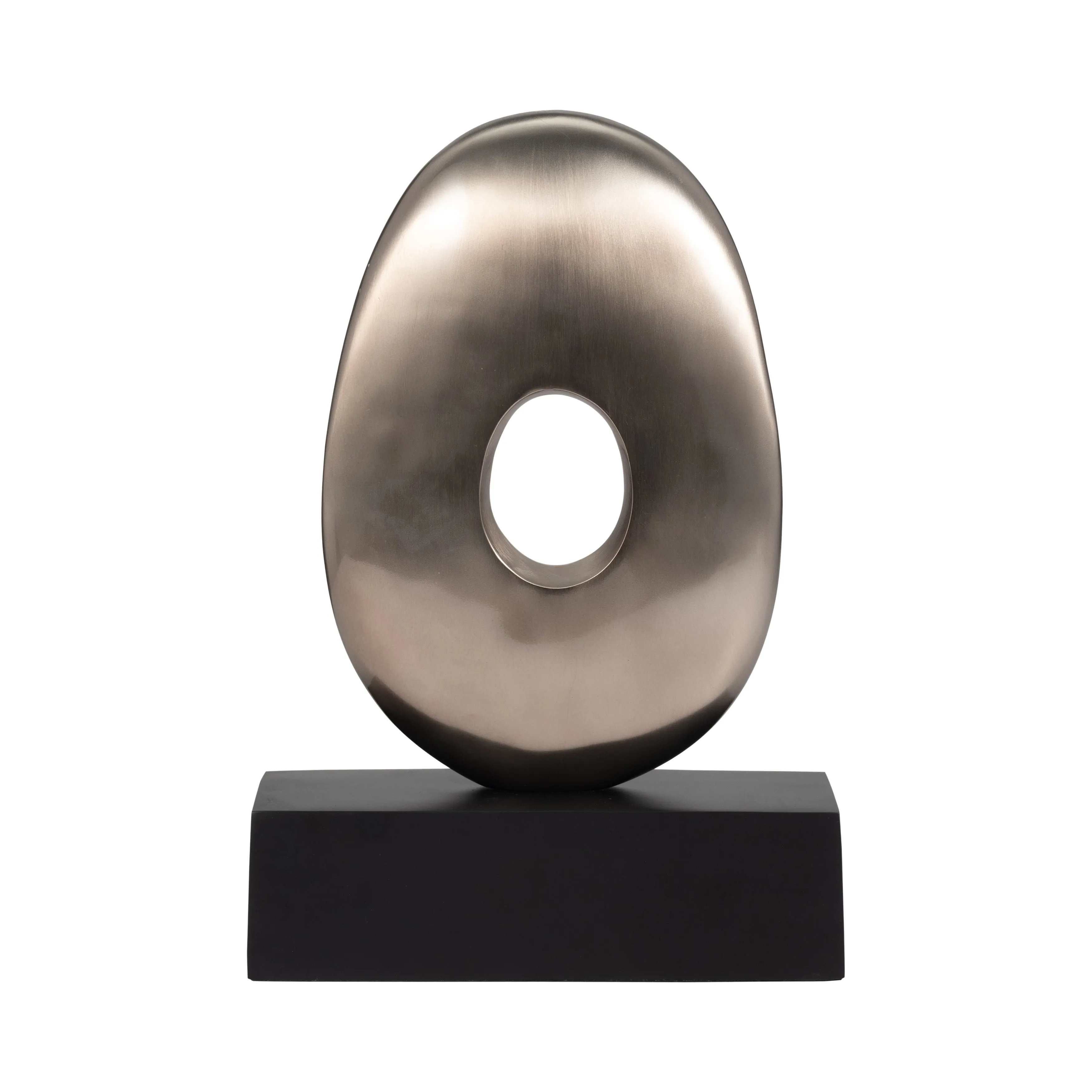 18", METAL OVAL SCULPTURE,SLVR/BLK
