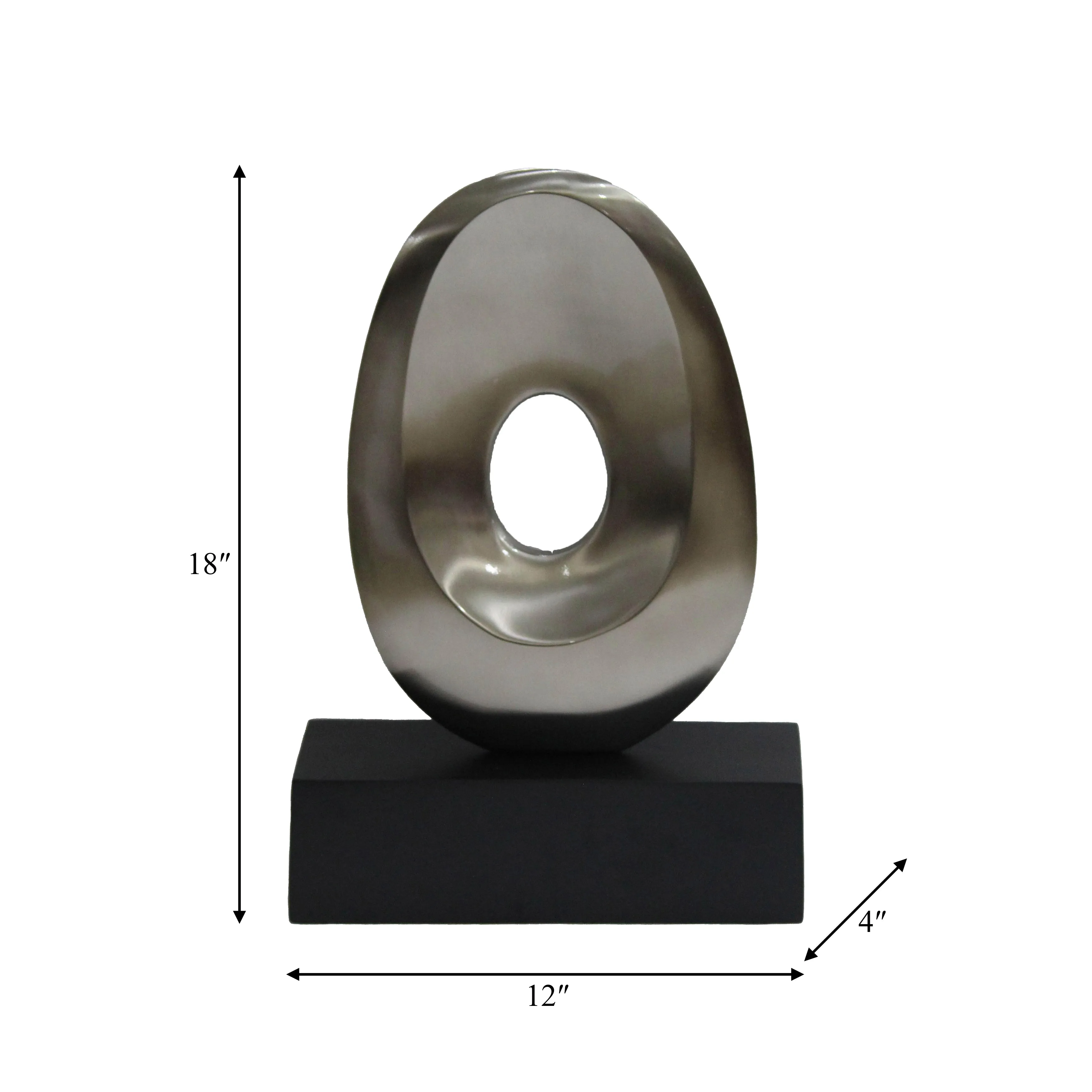 18", METAL OVAL SCULPTURE,SLVR/BLK