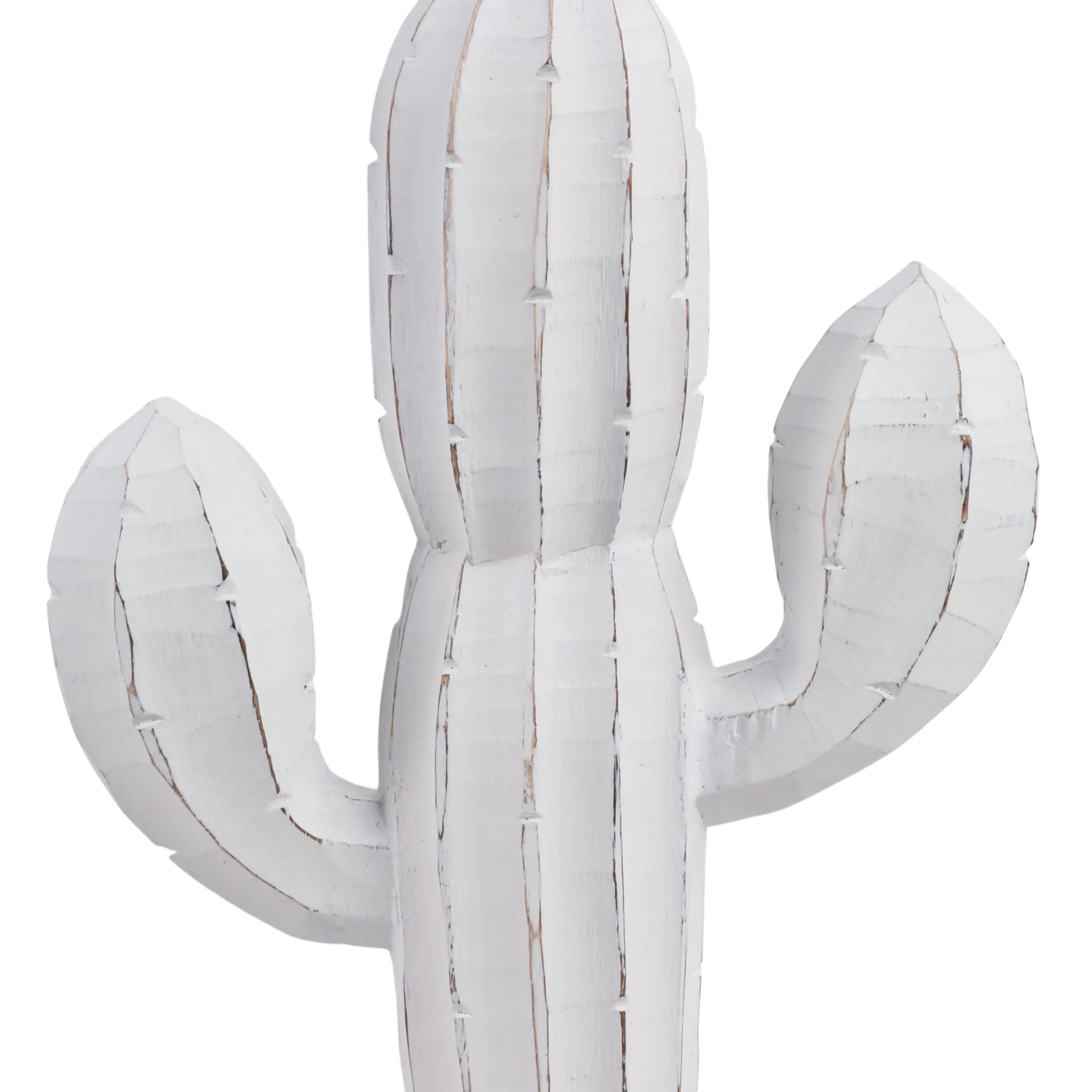18" Wooden Cactus Decor, Wht