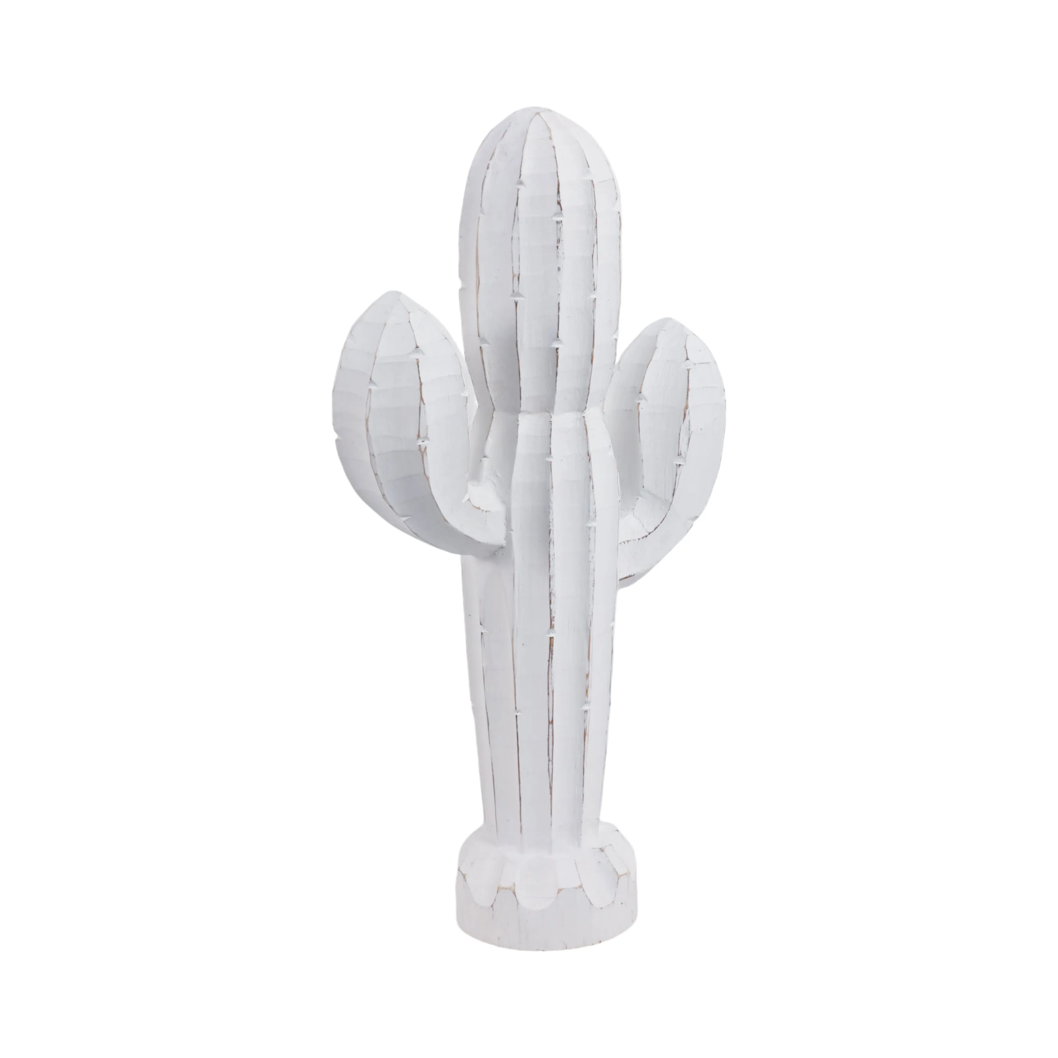 18" Wooden Cactus Decor, Wht