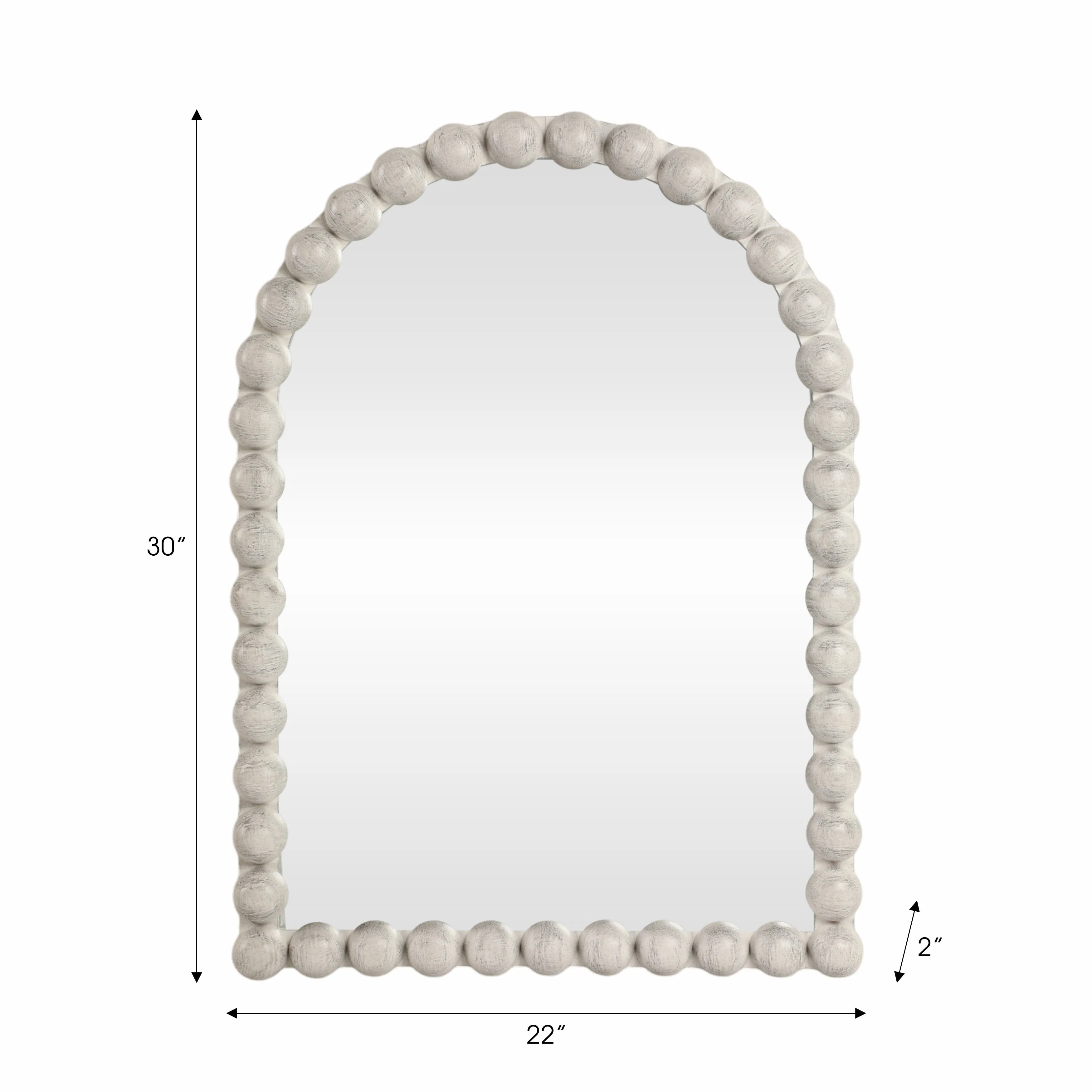 22x30 Large Knobby Arch Mirror, White
