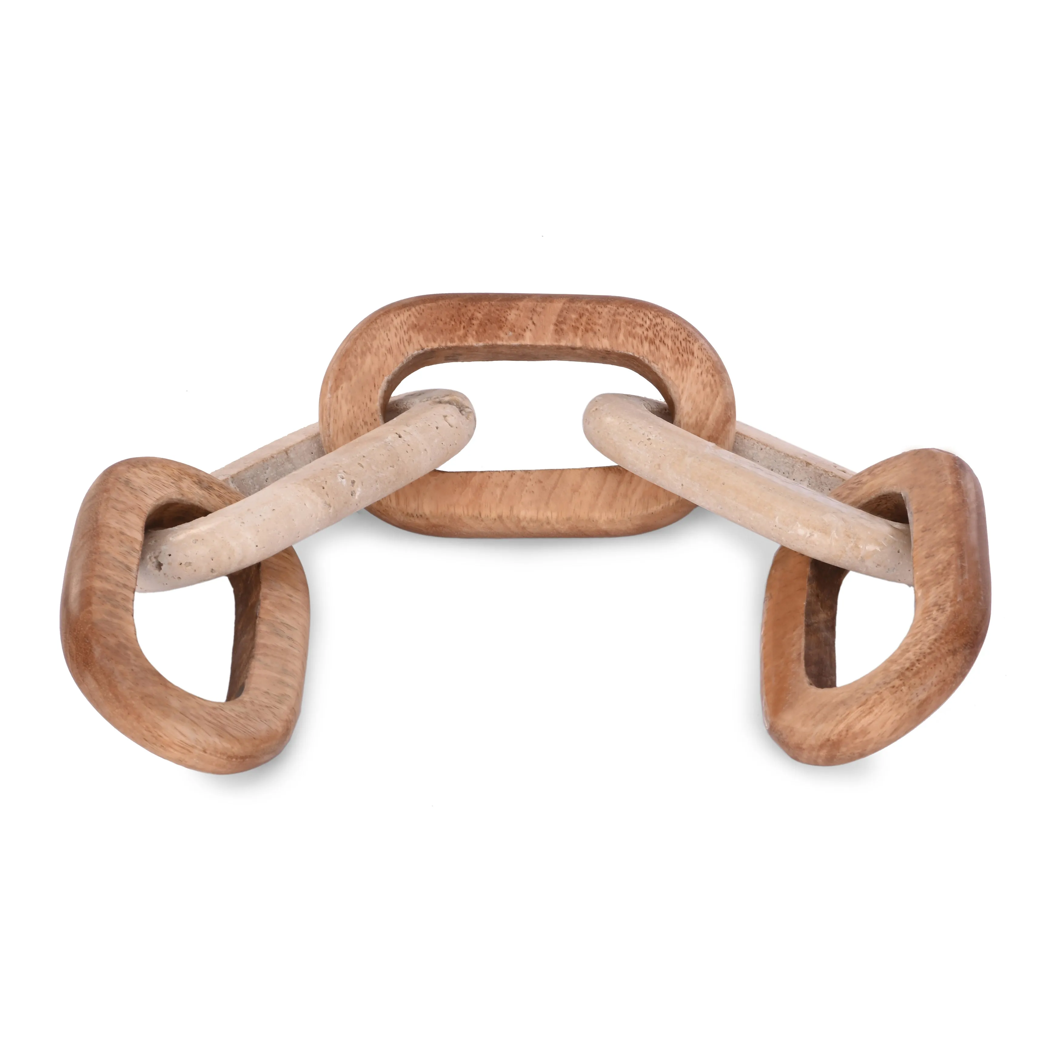 22x4" Travertine & Wood 5-link Chain, Tan