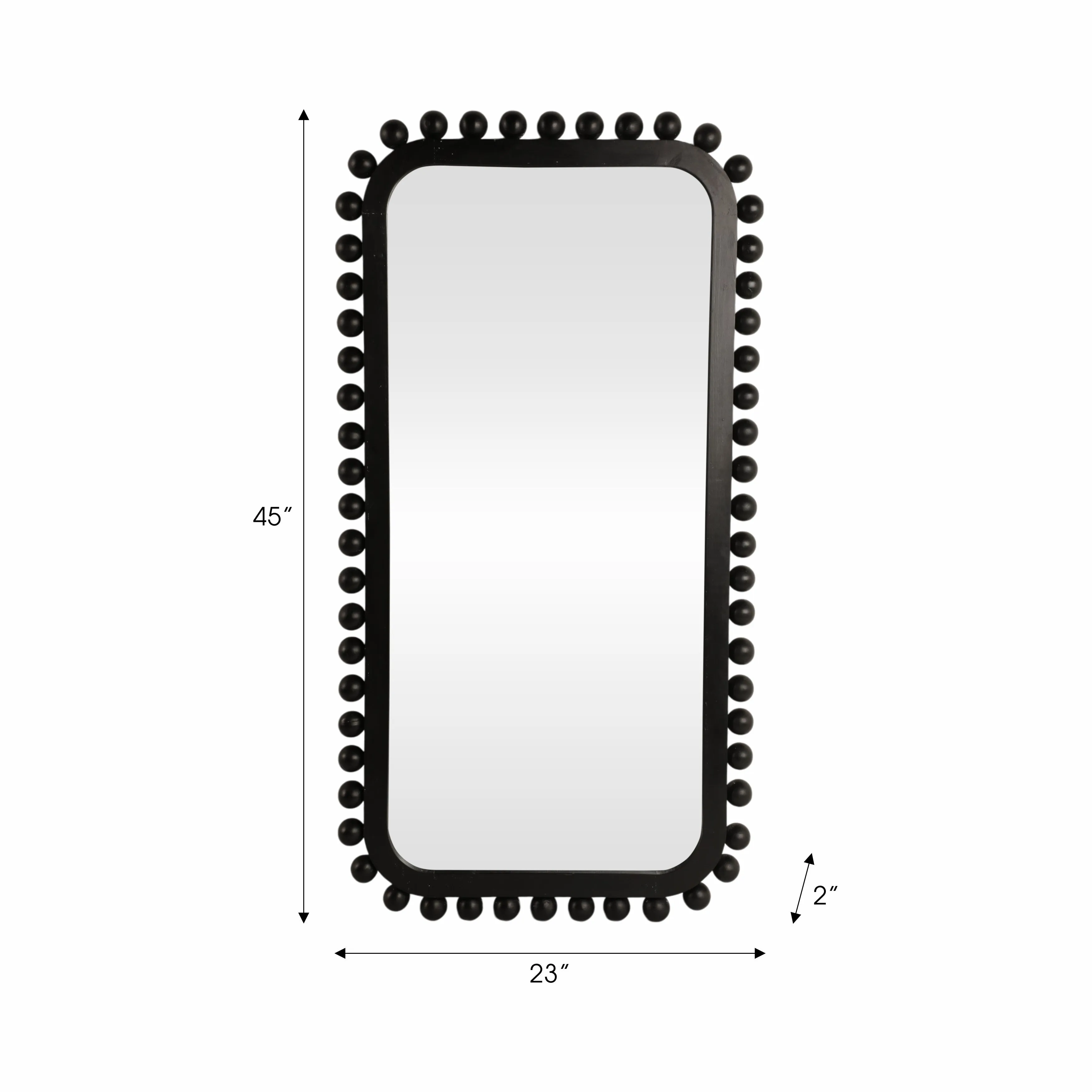 23x45" Knobby Rectangular Mirror, Black