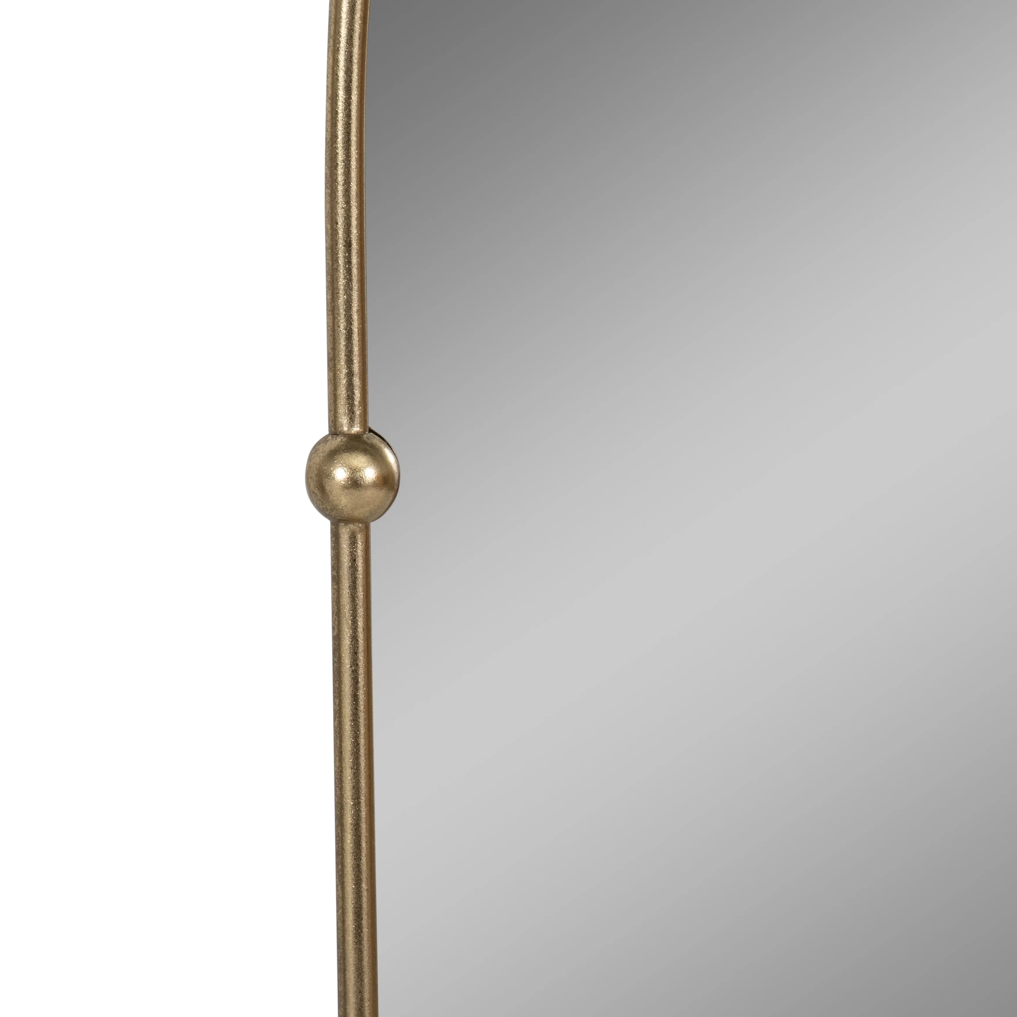 24x38 Arch Mirror With 4 Knobs, Gold
